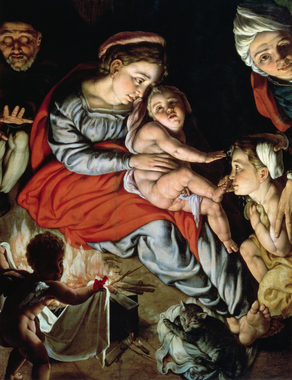 A Szent Család a tűz körül, 1532-33 körül (panel) alkotó: Jan Cornelisz Vermeyen