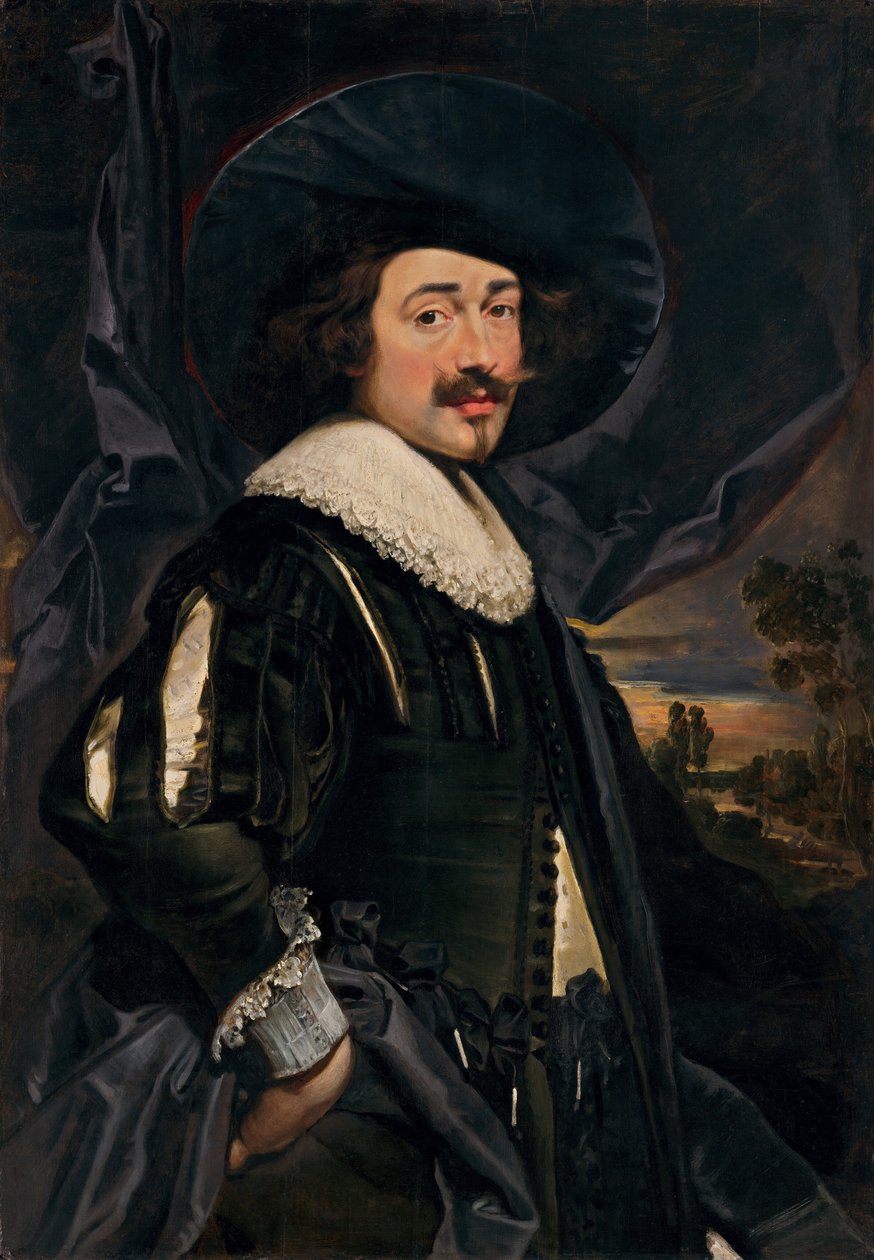 Széles karimájú kalapos férfi portréja, 1630-as évek eleje. alkotó: Jan Cossiers