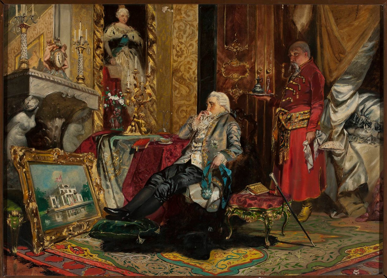Stanisław August Poniatowski király Péterváron alkotó: Jan Czesław Moniuszko