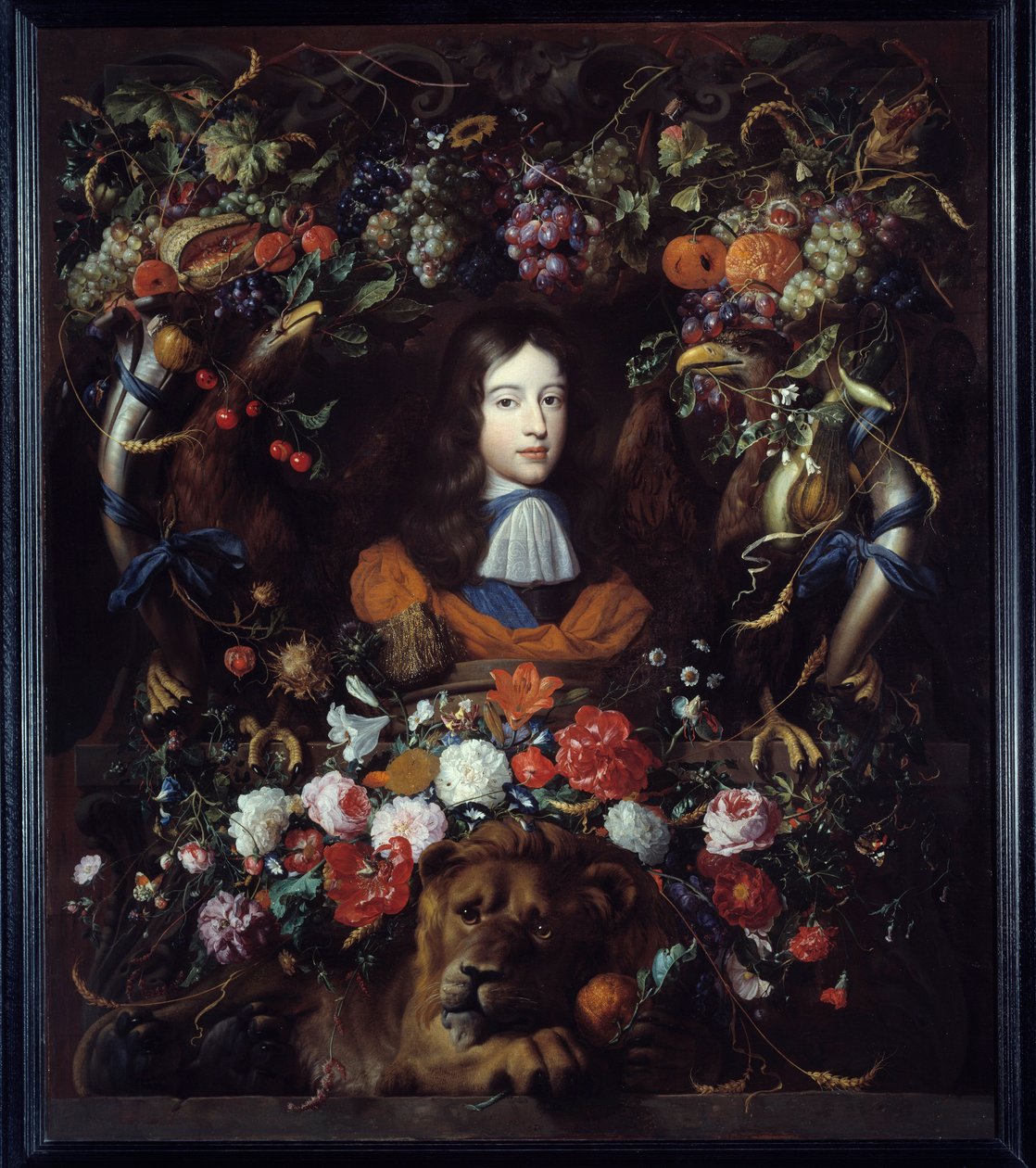 III. narancsos Vilmos (1650-1702) portréja virágmedaillonban Jan David Heem (1606-1684) festménye 1665 V. 1,34x1,14 m Lyon, Musee des Beaux Arts alkotó: Jan Davidsz de Heem