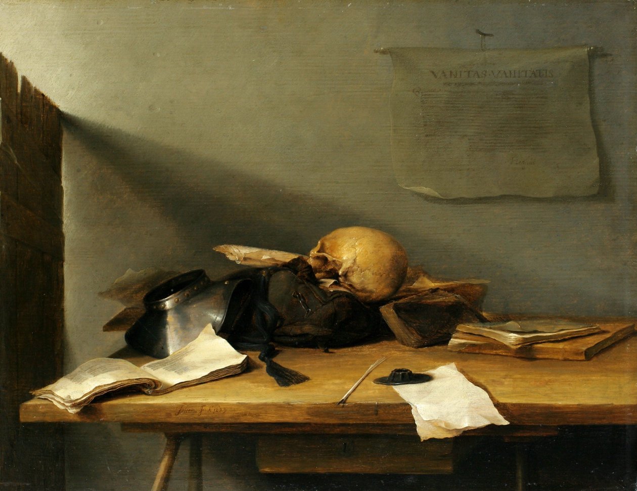 Csendélet könyvekkel és koponyával alkotó: Jan Davidsz. de Heem
