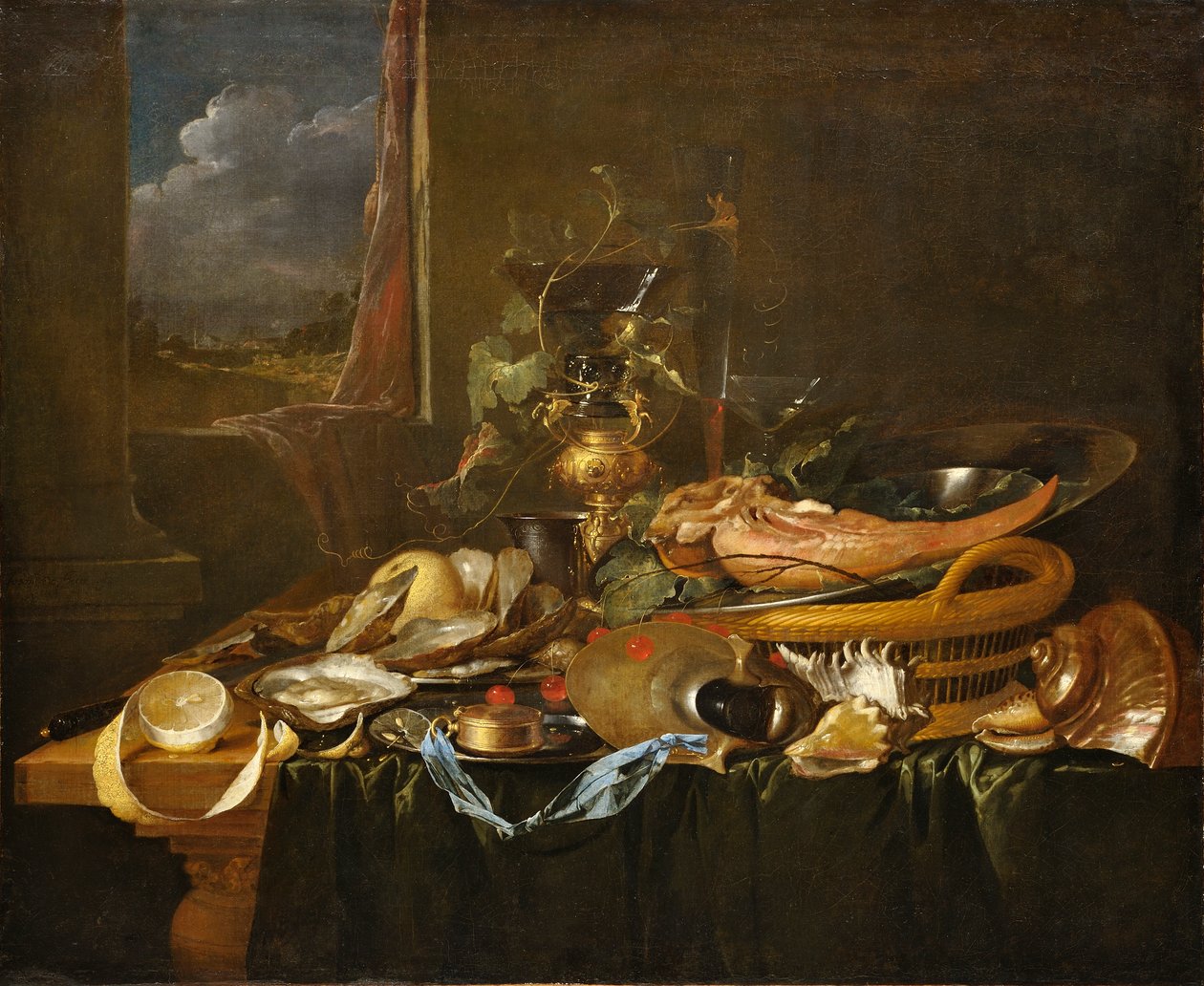 Csendélet osztrigával és főtt ökörnyelvvel alkotó: Jan Davidsz. de Heem