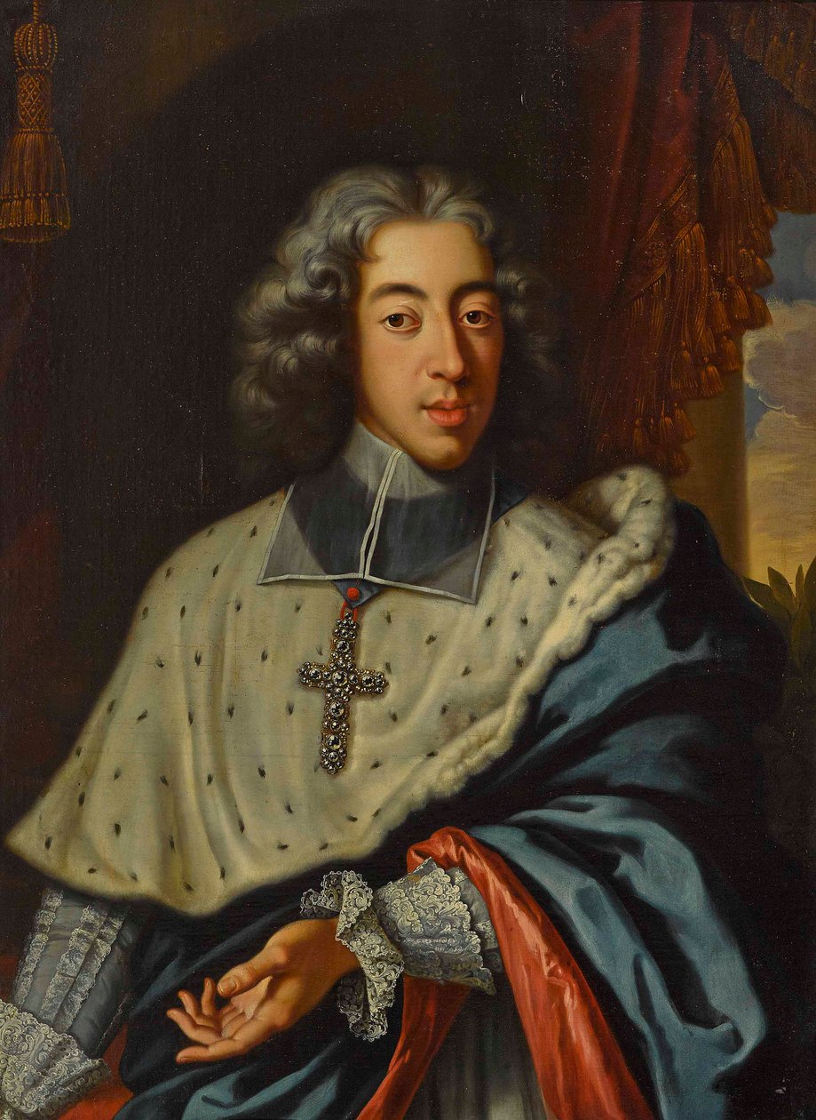 Clemens August bajor (1700-1761), kölni érsek-választófejedelem - Jan Frans van Douven (1656-1727). Olaj, vászon Méret: 96,5x71,5 cm Magángyűjtemény alkotó: Jan Frans Douven