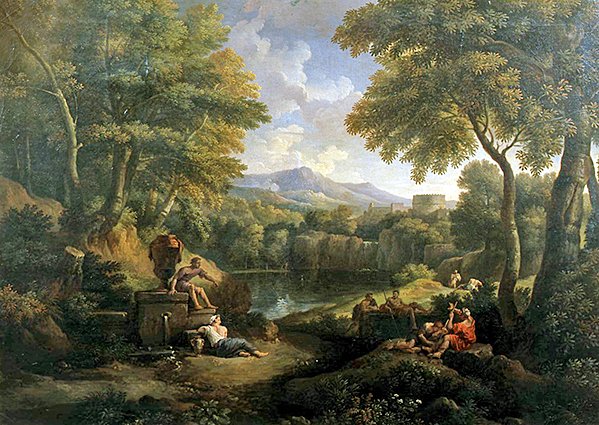 Táj figurákkal egy kútnál (olaj, vászon) alkotó: Jan Frans van Bloemen