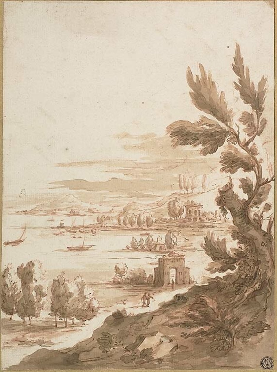 Kilátás a kikötőre néző dombról alkotó: Jan Frans van Bloemen
