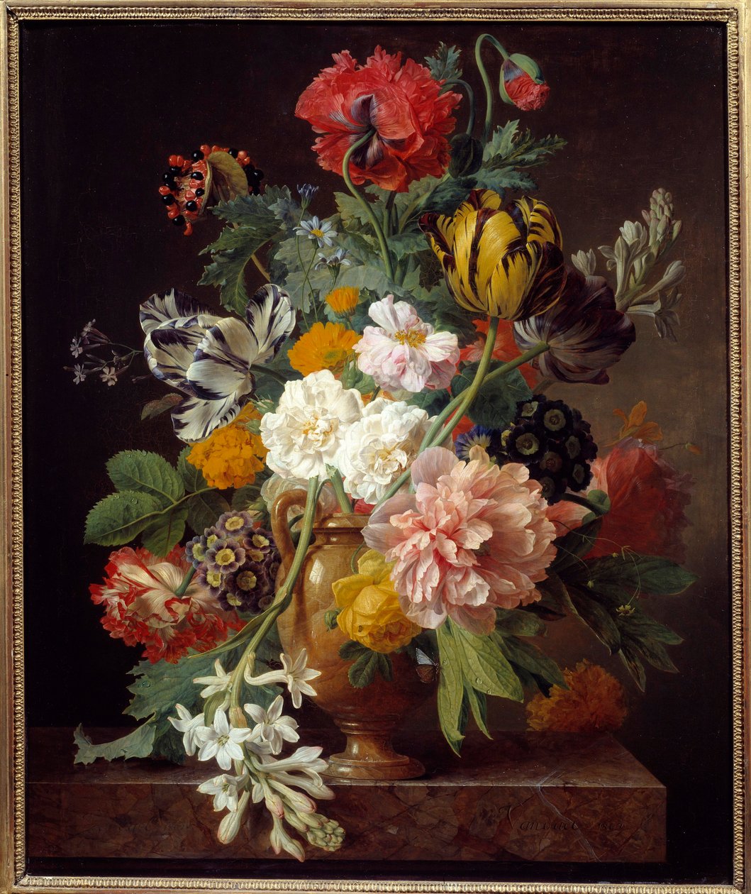 Váza virágokkal gumós kazettával Jan Frans Van Dael (1764-1840) festménye 1807 Dim. 0,65x0,53 m Lyon, Musee des Beaux Arts alkotó: Jan Frans van Dael