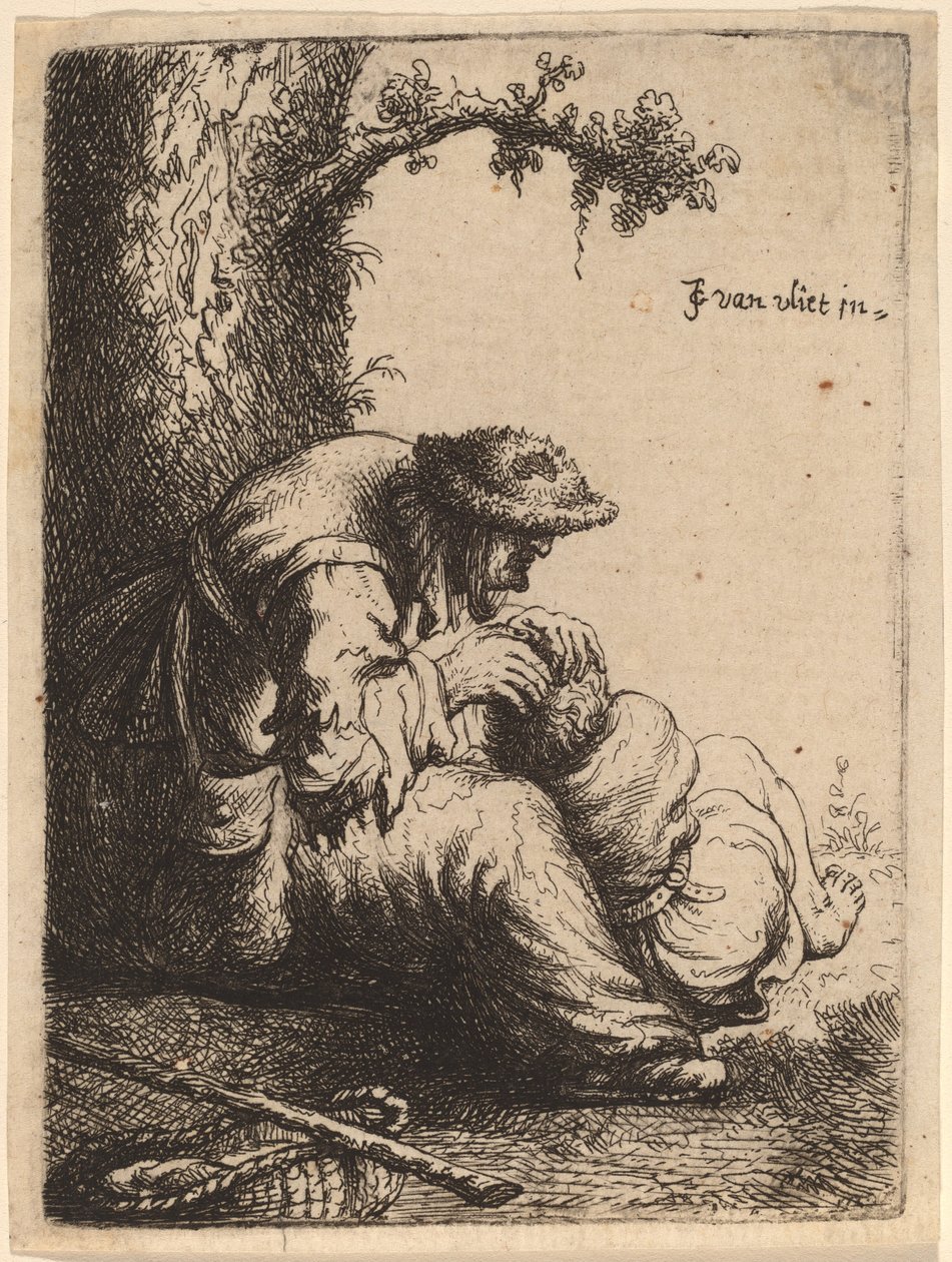 Koldusasszony, aki egy fiú elől menekül, 1632. alkotó: Jan Georg van Vliet