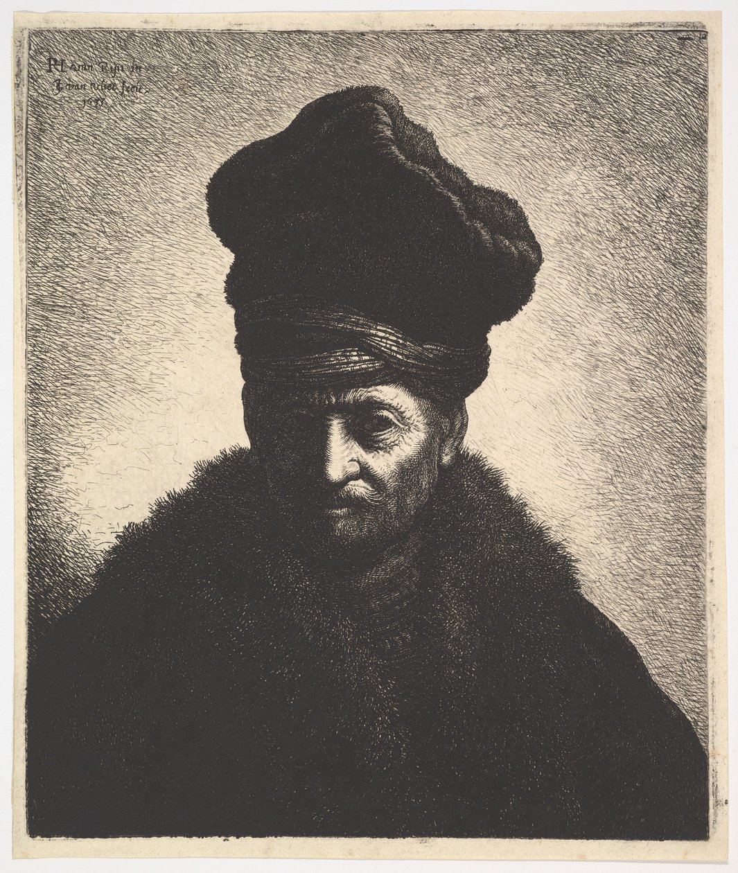 Egy férfi portréja, Rembrandt nyomán, 1633. alkotó: Jan Georg van Vliet