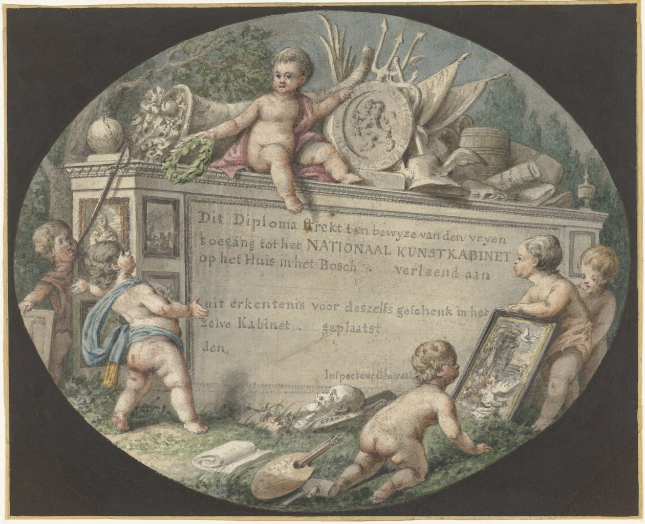 Belépőjegy tervezése a Huis ten Bosch Nemzeti Művészeti Kabinetébe alkotó: Jan Gerard Waldorp (possibly)