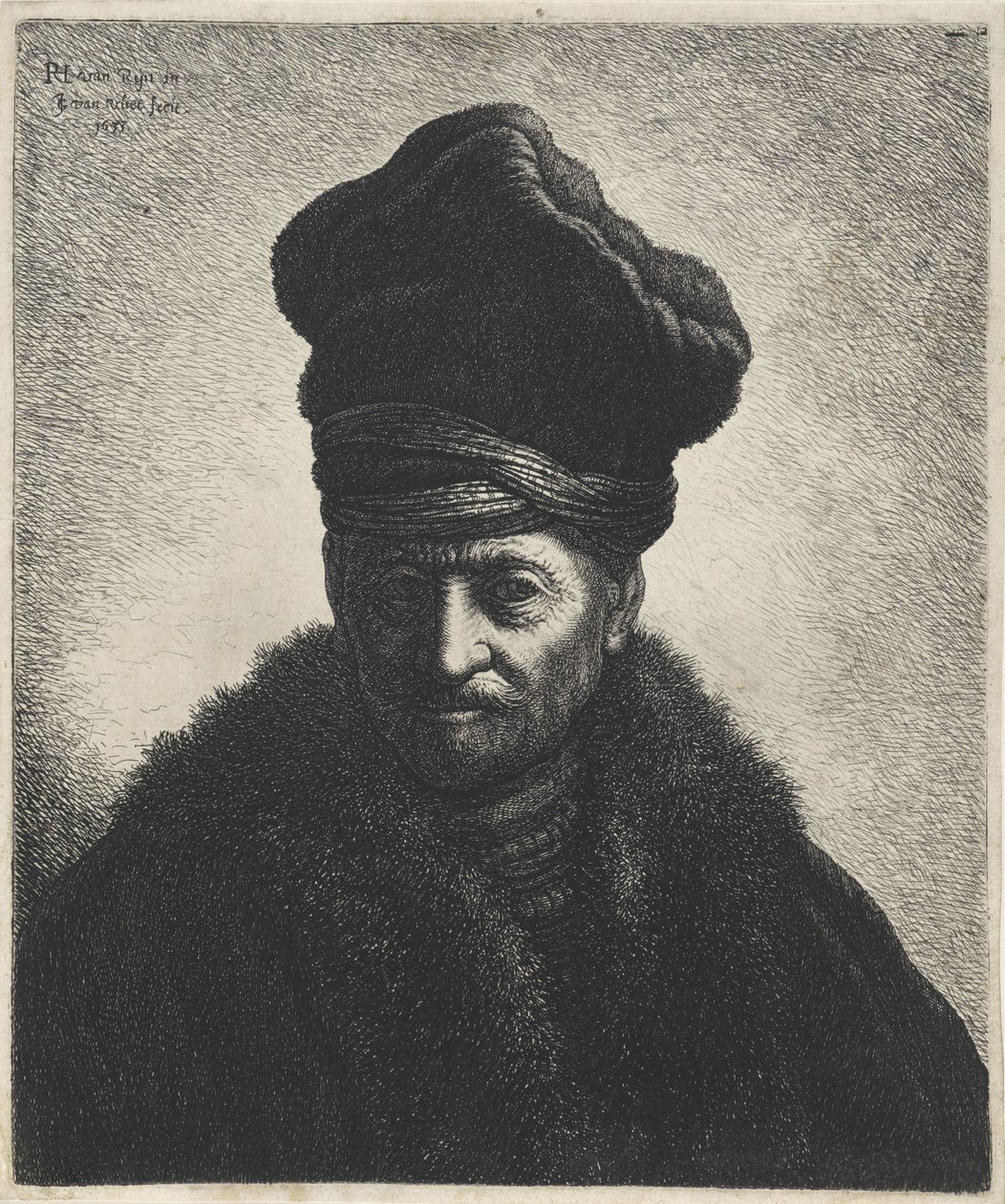 Prémes sapkás férfi mellszobra Tróniák Rembrandt után (sorozat címe) alkotó: Jan Gillisz. van Vliet