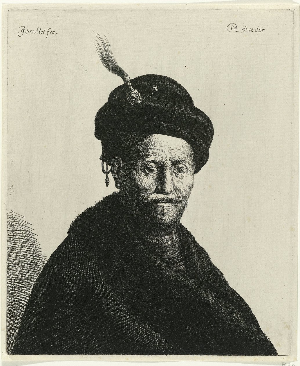 Egy turbános férfi mellszobra Tróniák Rembrandt után (sorozat címe) alkotó: Jan Gillisz. van Vliet