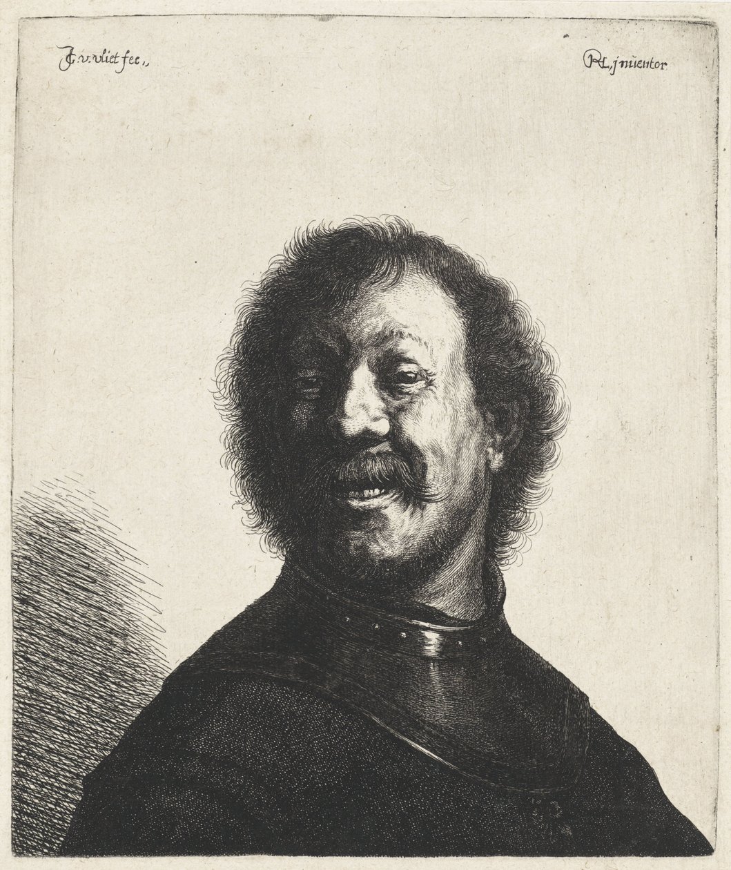 Mosolygó férfi nyakkal Tróniák Rembrandt után (sorozat címe) alkotó: Jan Gillisz. van Vliet