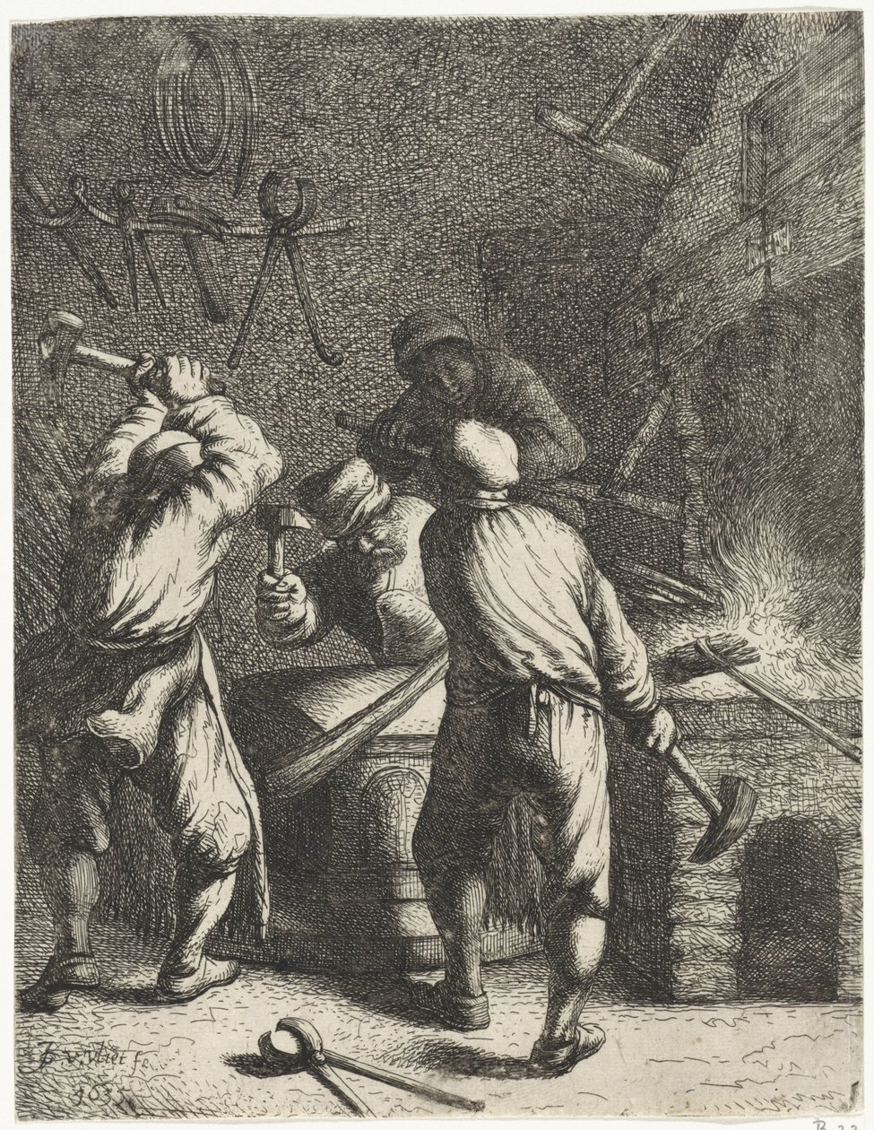 kovácsolás Foglalkozások (sorozat címe) alkotó: Jan Gillisz. van Vliet