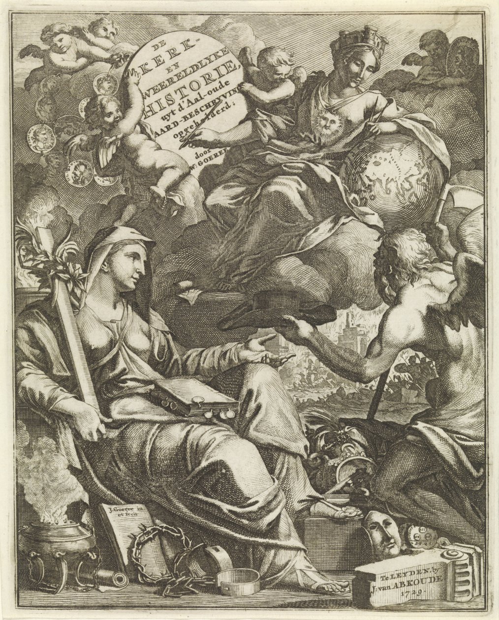 Az egyház és a világtörténelem allegóriája Címlap Willem Goeree, De kerklyke en Weereldlyke historien. 1729 Az egyház- és világtörténet uyt d
