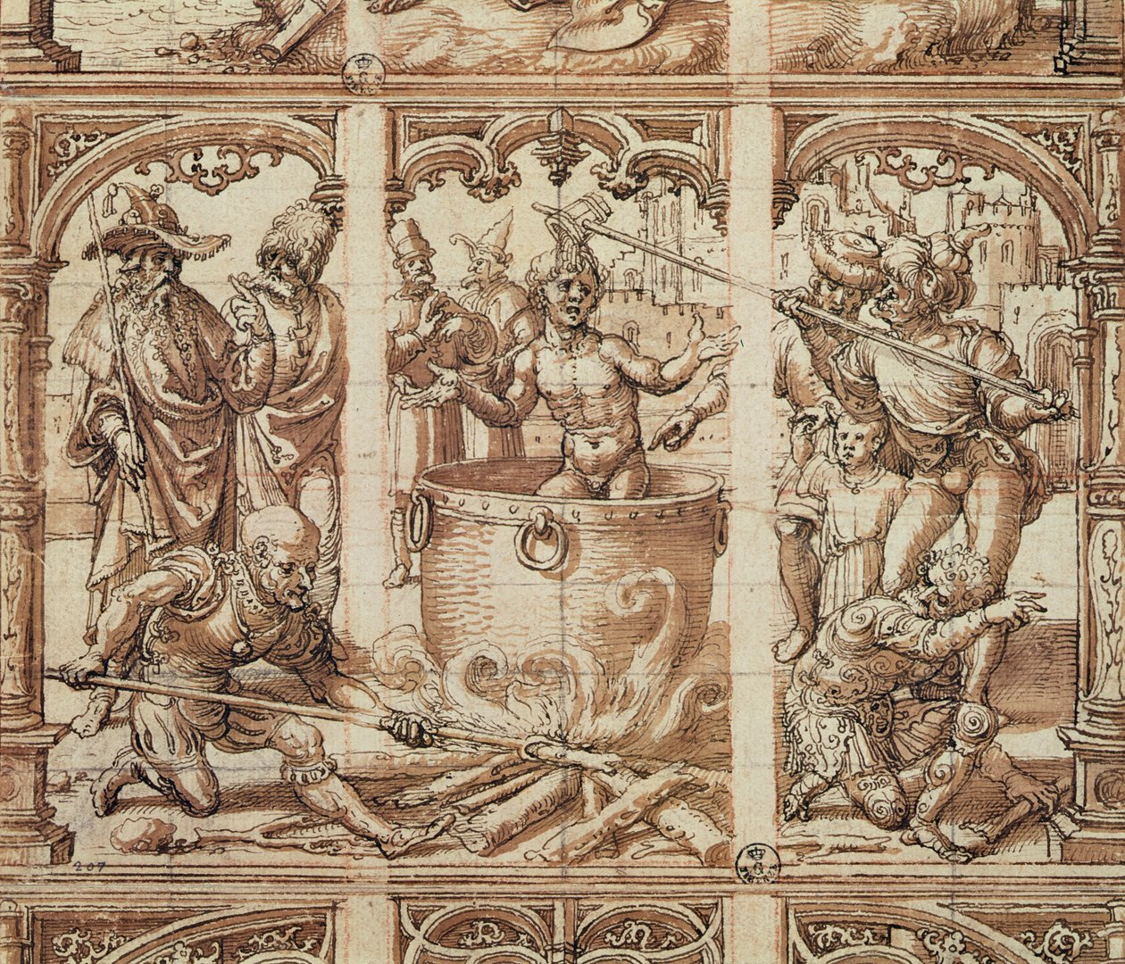 Szent János evangélista mártíromsága (papíron mosás) alkotó: Jan Gossaert