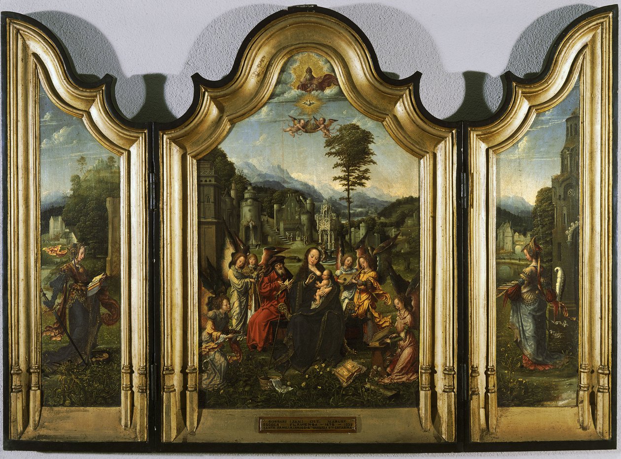 A Szent Család Szent Katalinnal és Szent Borbálával Triptichon, c. 1505 alkotó: Jan Gossaert
