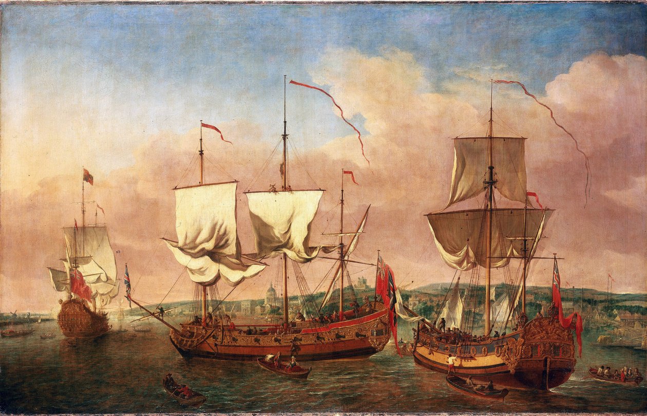 A "Peregrine" hajó és más királyi hajók Greenwichnél, 1710 körül. Olaj, vászon, 1710-1715 körül, Jan Griffier (1645-1718) alkotása. alkotó: Jan Griffier