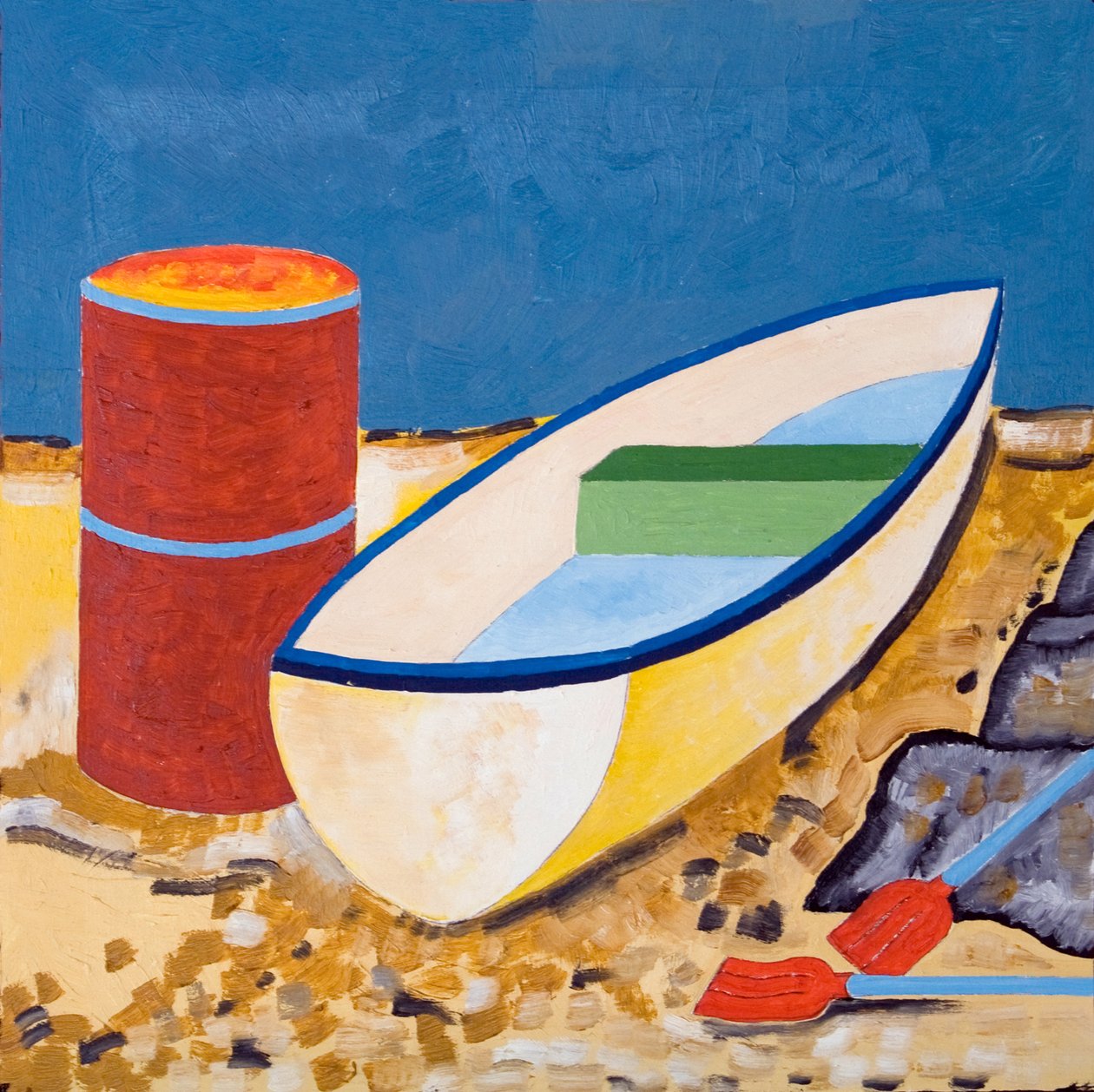 Csónak és hordó, 2005 (olaj, fa) alkotó: Jan Groneberg