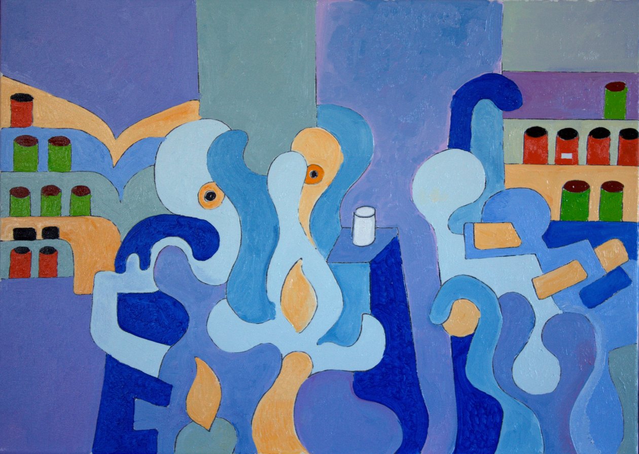 A gyógyszertár belsejében, 2009 (olaj, vászon) alkotó: Jan Groneberg