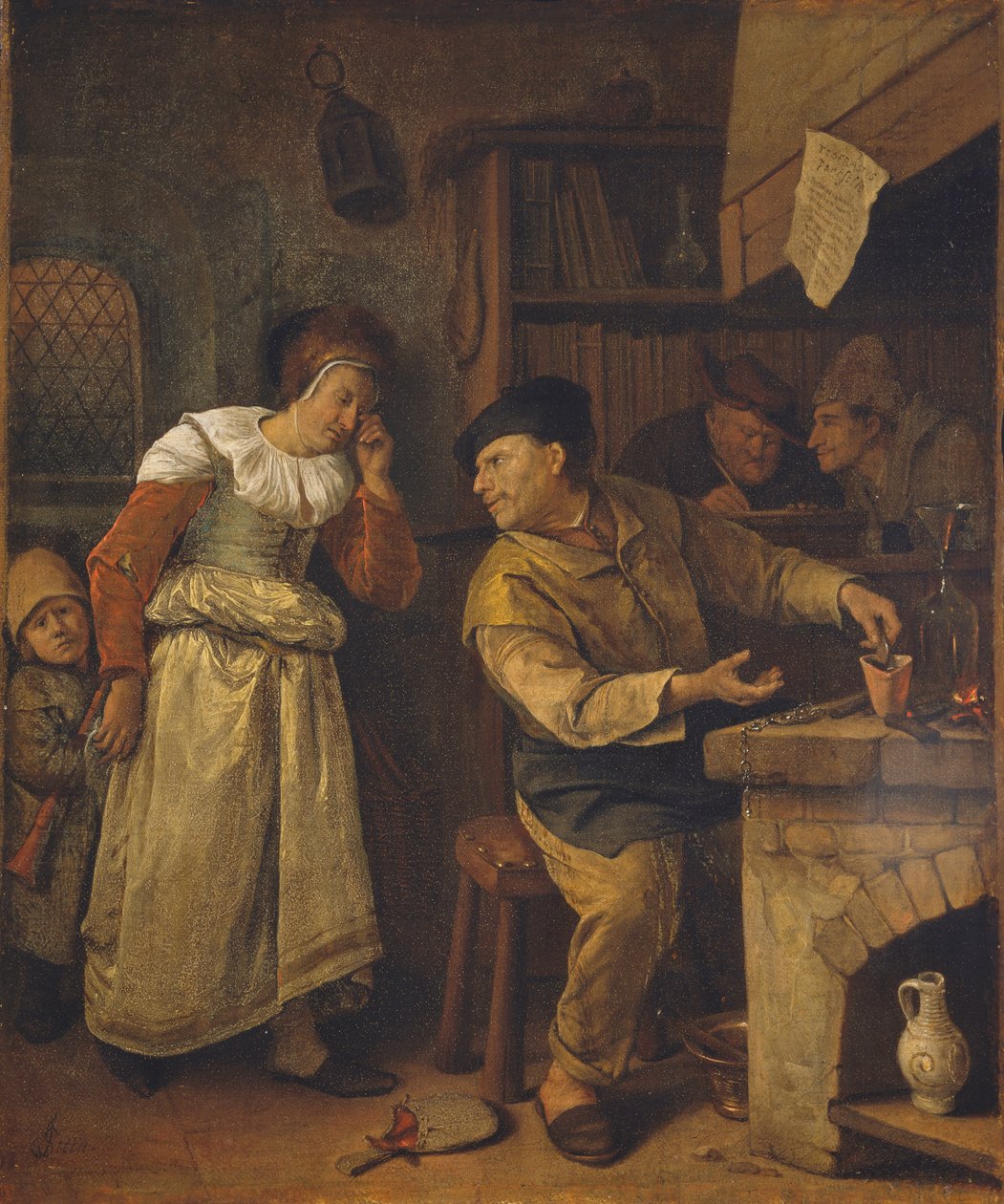 Egy ötvös, aki egy női ékszert olvaszt le egy közjegyző jelenlétében: Az alkimista, c. 1668-70 (olaj, vászon) alkotó: Jan Havicksz. Steen