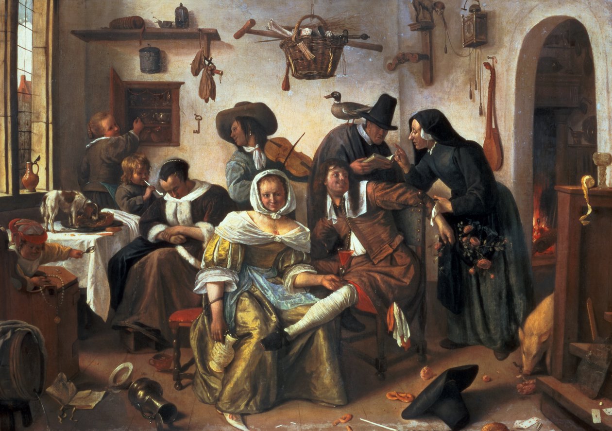 "Óvakodj a luxustól", 1663 körül alkotó: Jan Havicksz. Steen