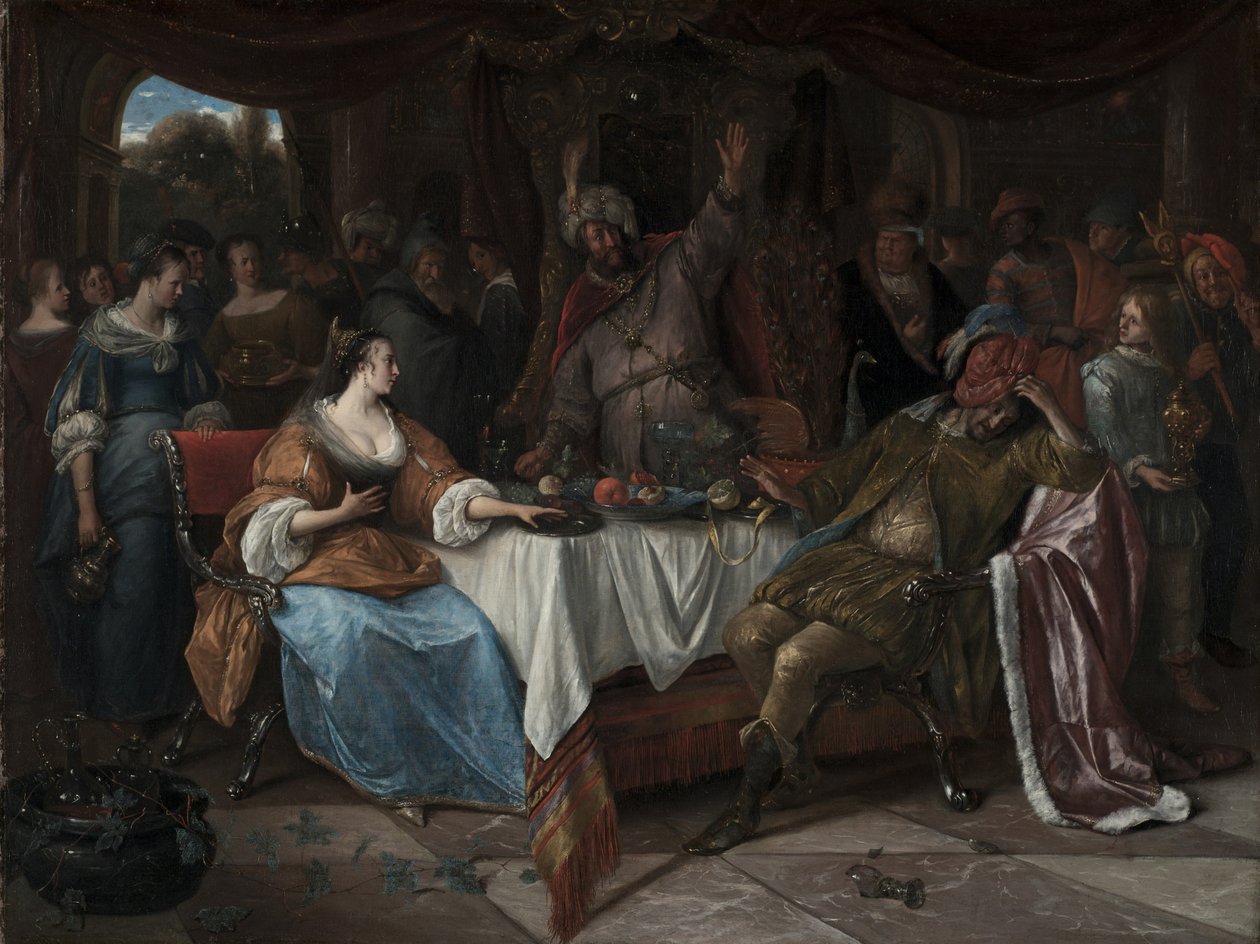 Eszter, Ahasvérus és Hámán, 1668 körül alkotó: Jan Havicksz. Steen