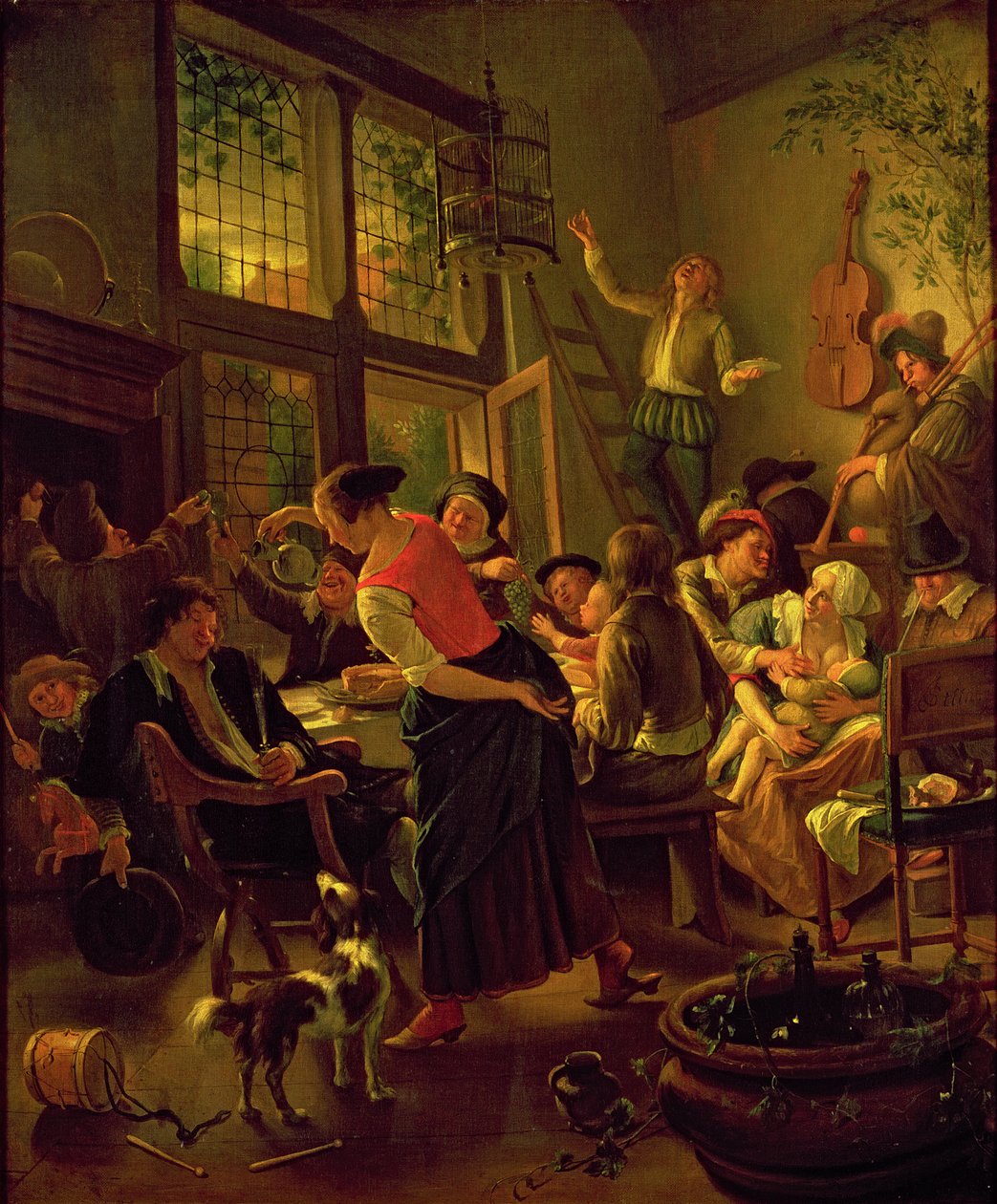 Családi étkezés (olaj, vászon) alkotó: Jan Havicksz. Steen