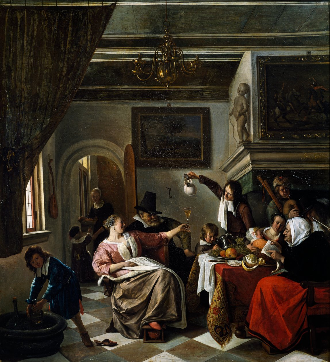 Családi ünnep, Jan Steen (1626-1679) alkotó: Jan Havicksz. Steen