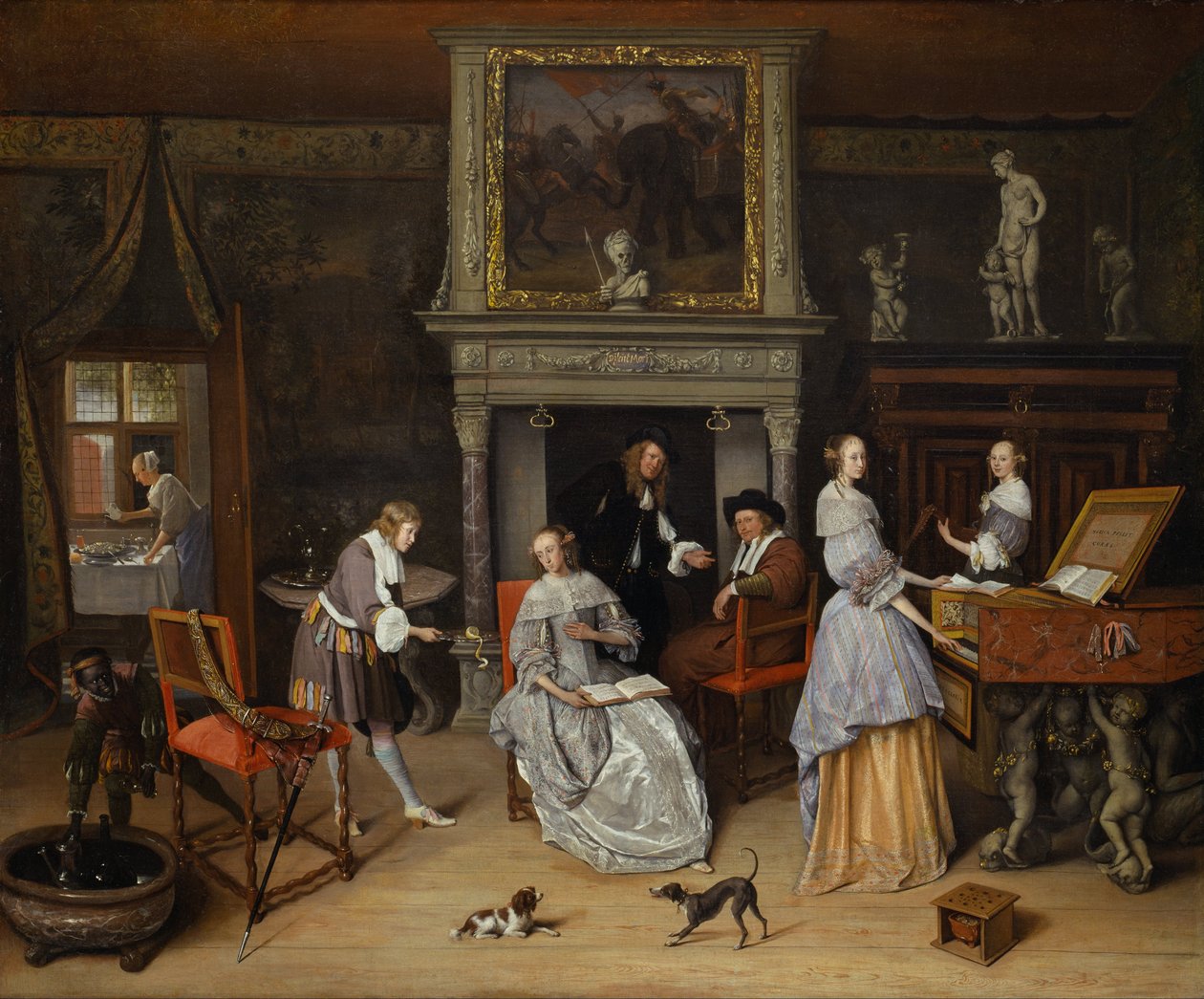Fantasy Interior Jan Steennel és Gerrit Schouten családjával, 1659-60 körül (olaj, vászon) alkotó: Jan Havicksz. Steen