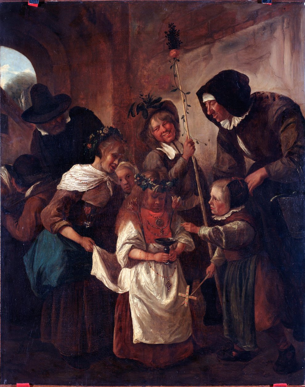 Virágos húsvéti lakomák (virágos húsvét) Jan Havickszoon Steen festménye (1625/6-1679) 17. század Méret: 80x65 cm Genes, Musei di Strada Nuova (ex Palazzo Bianco) alkotó: Jan Havicksz. Steen