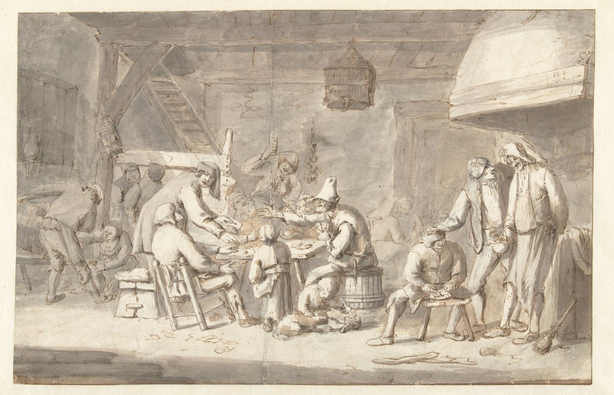 Fogadói jelenet kártyajátékosokkal alkotó: Jan Havicksz. Steen