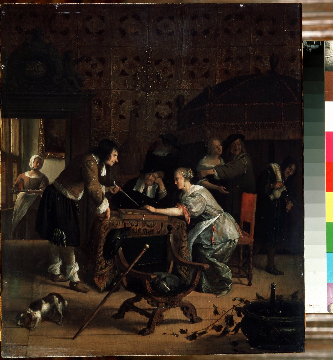 Tric-trac játékosok. Jan Havicksz Steen (1626-1679) festménye. Olaj, fa, 45,5 x 39 cm alkotó: Jan Havicksz. Steen