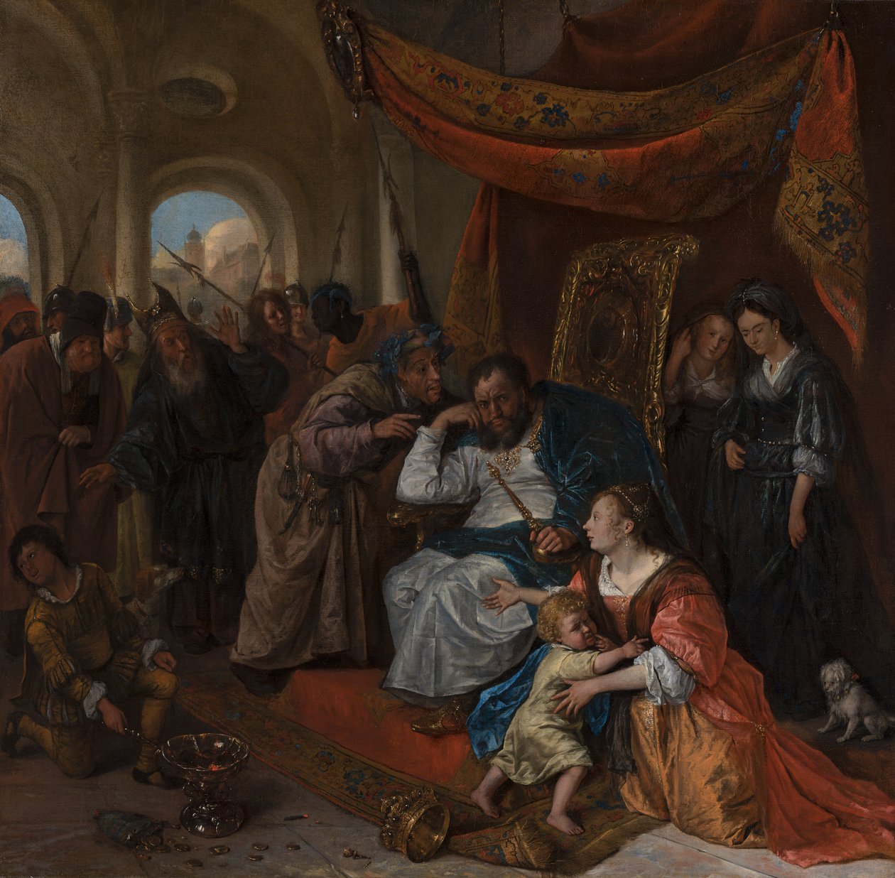 Mózes és a fáraó koronája, 1670 körül alkotó: Jan Havicksz. Steen