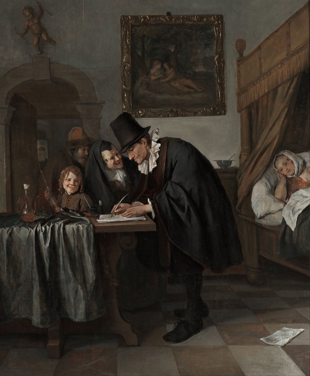 Az orvos látogatása, 1665 körül (olaj, fa) alkotó: Jan Havicksz. Steen