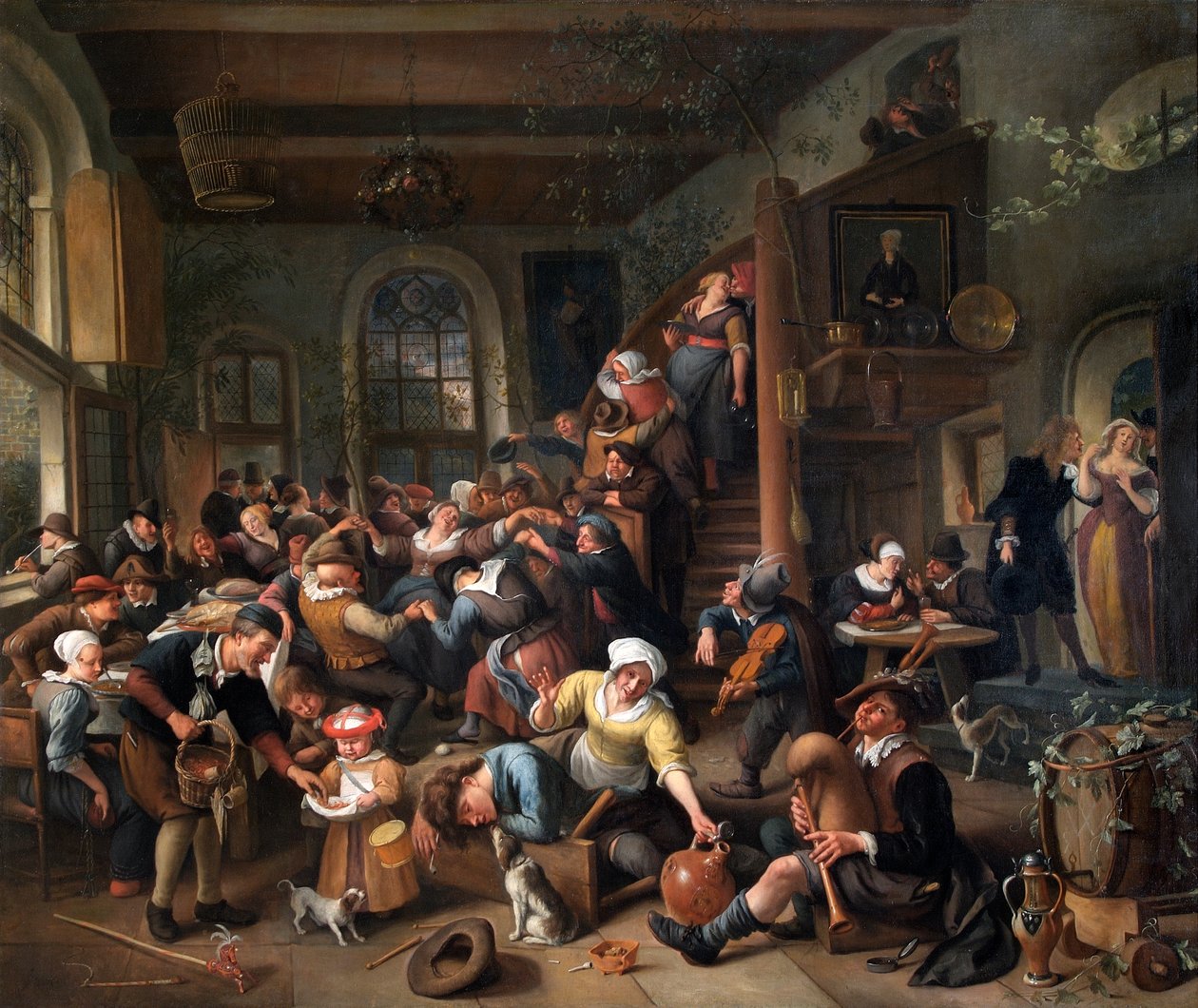 A tojástánc: Parasztok mulatózás egy fogadóban alkotó: Jan Havicksz. Steen