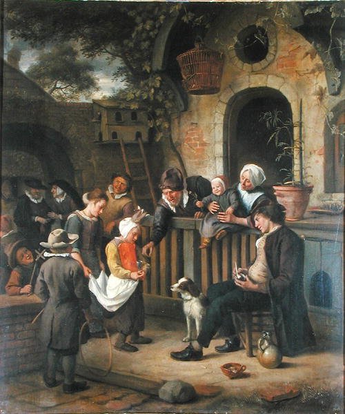 A kis idióta (olaj, vászon) alkotó: Jan Havicksz. Steen