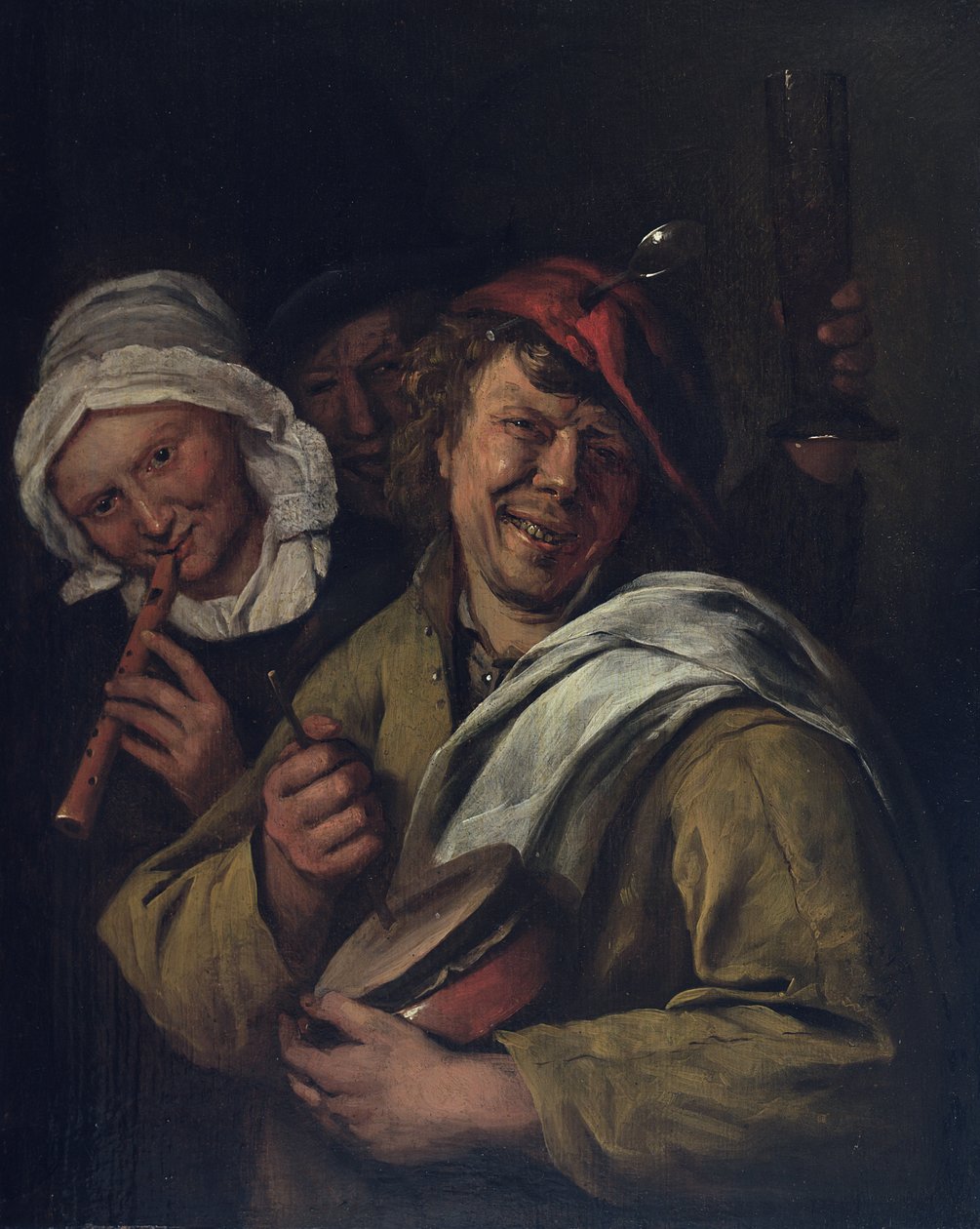 A Rommelpot: belső három figurával (olaj a panelen) alkotó: Jan Havicksz. Steen