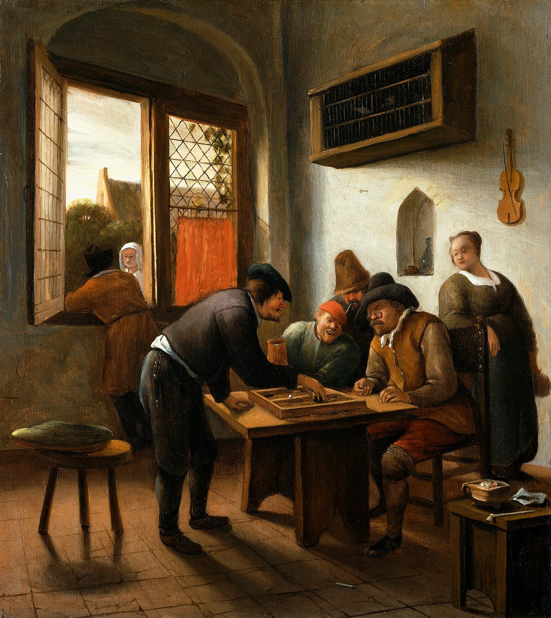 Tric Trac játékosok egy belső térben, alkotó: Jan Havicksz. Steen