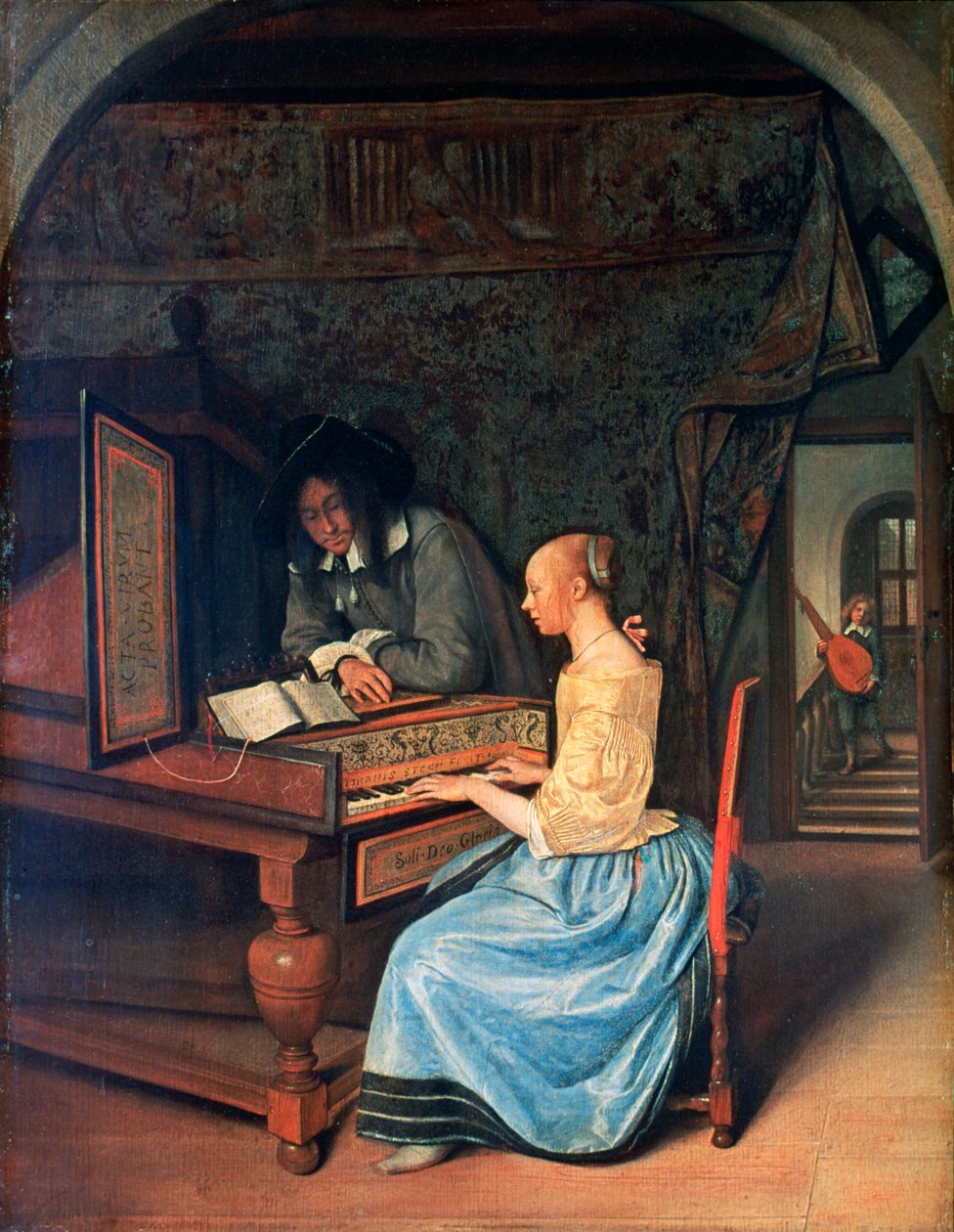 Egy fiatal nő csembalón játszik, 1659 alkotó: Jan Havickszoon Steen