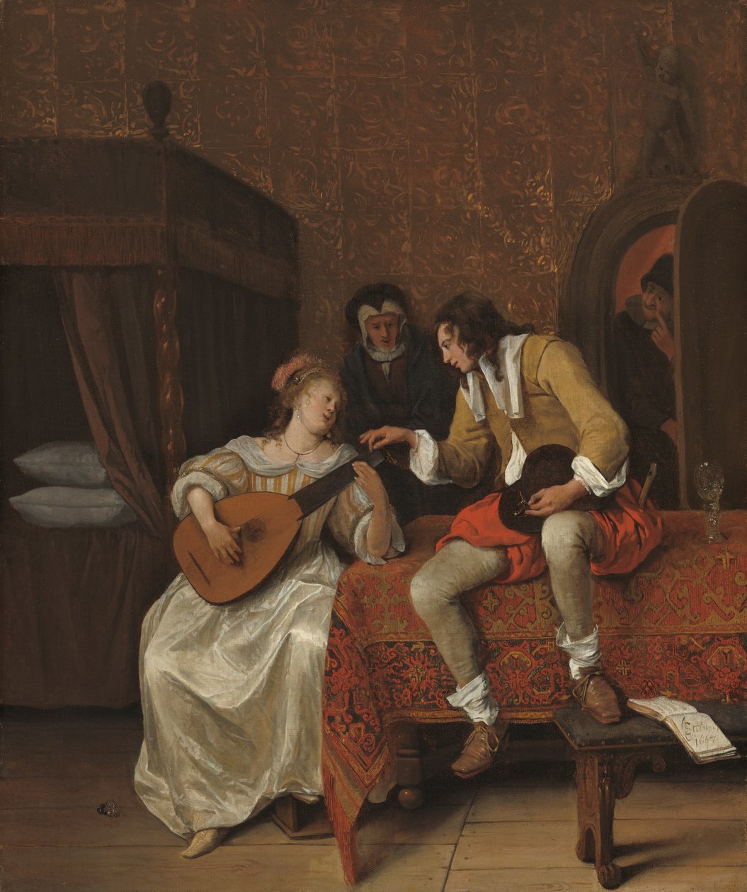 Ascagnes és Lucelle, A zenelecke, 1667 alkotó: Jan Havickszoon Steen