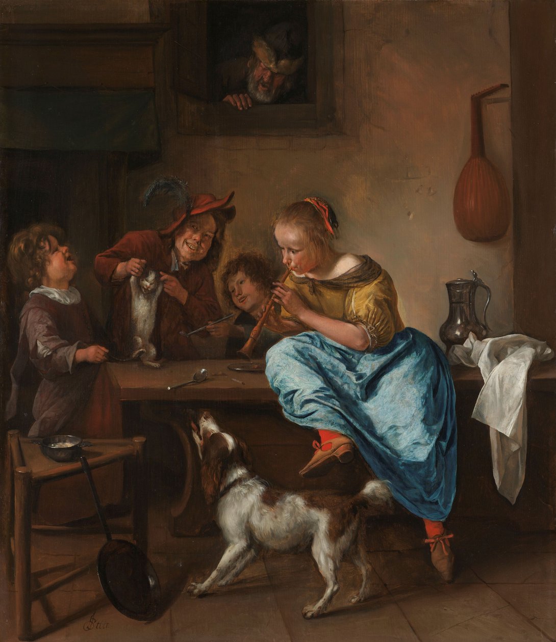 Gyermekek táncolni tanító macskát, „Táncleckeként” ismert, 1660-79 alkotó: Jan Havickszoon Steen