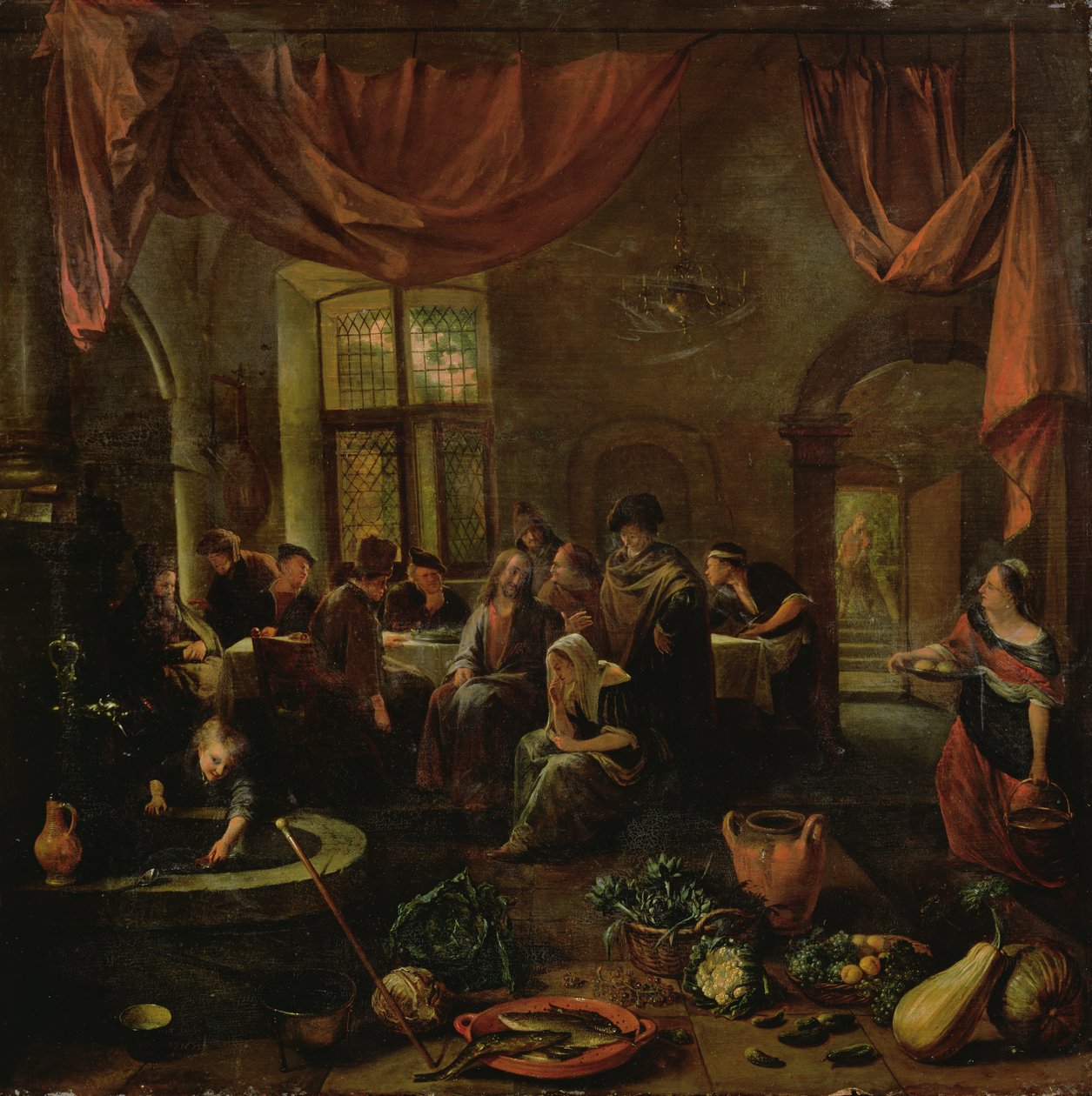 Krisztus Márta és Mária házában, 1655 körül alkotó: Jan Havickszoon Steen