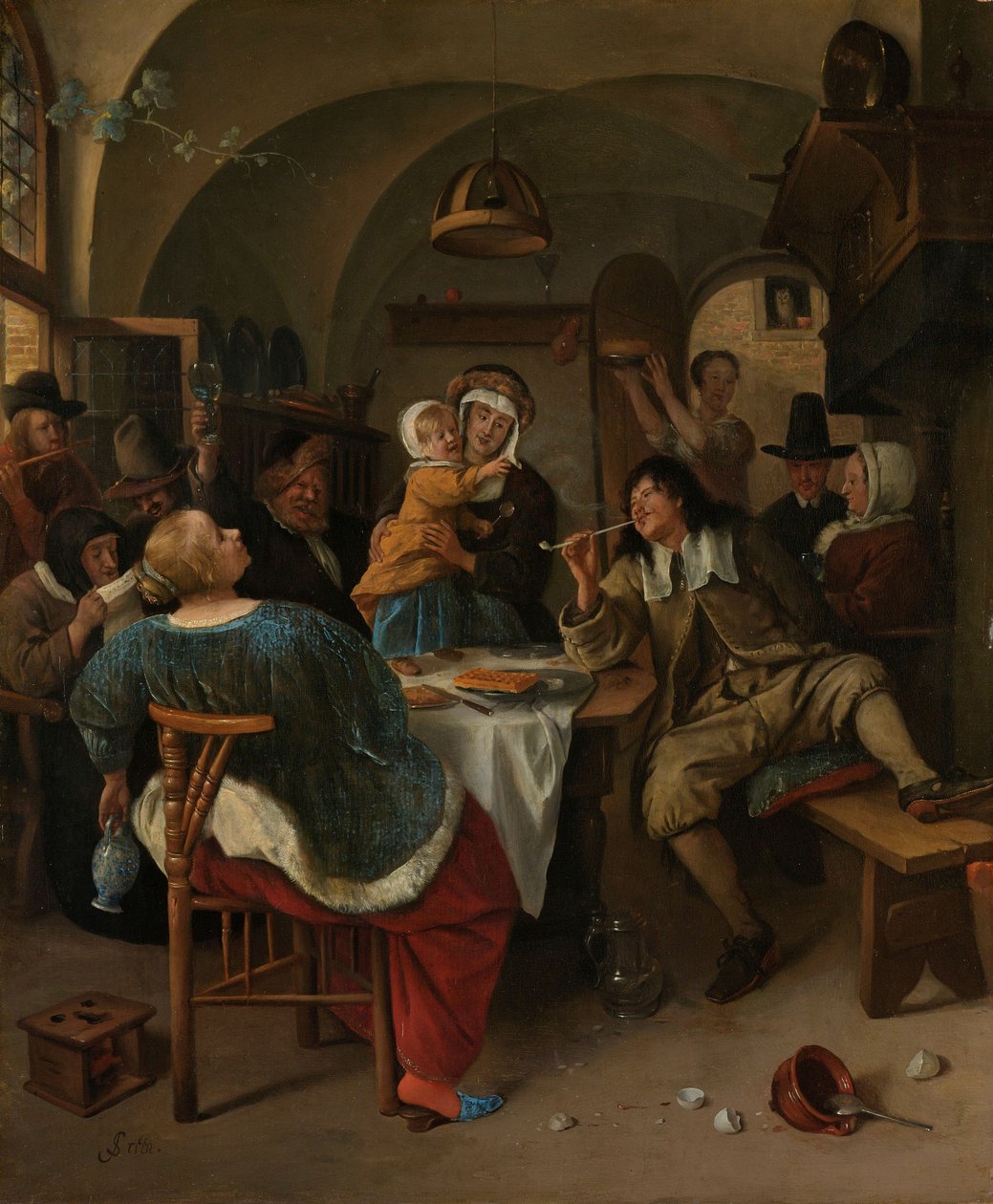Családi jelenet, 1660-79 alkotó: Jan Havickszoon Steen