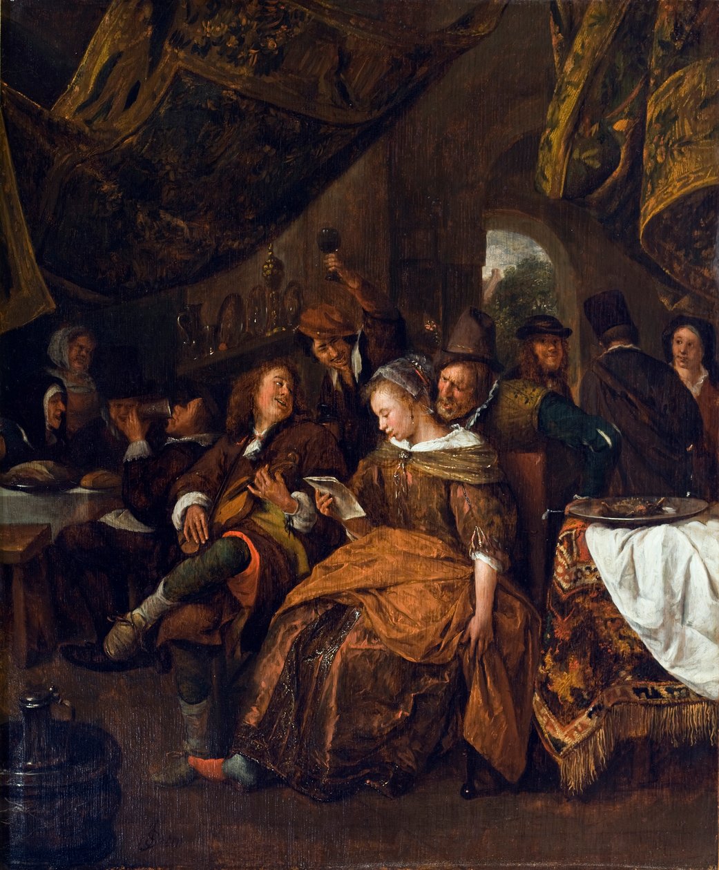Merry Company, 1667-69 körül (olaj, tölgyfa panel) alkotó: Jan Havickszoon Steen
