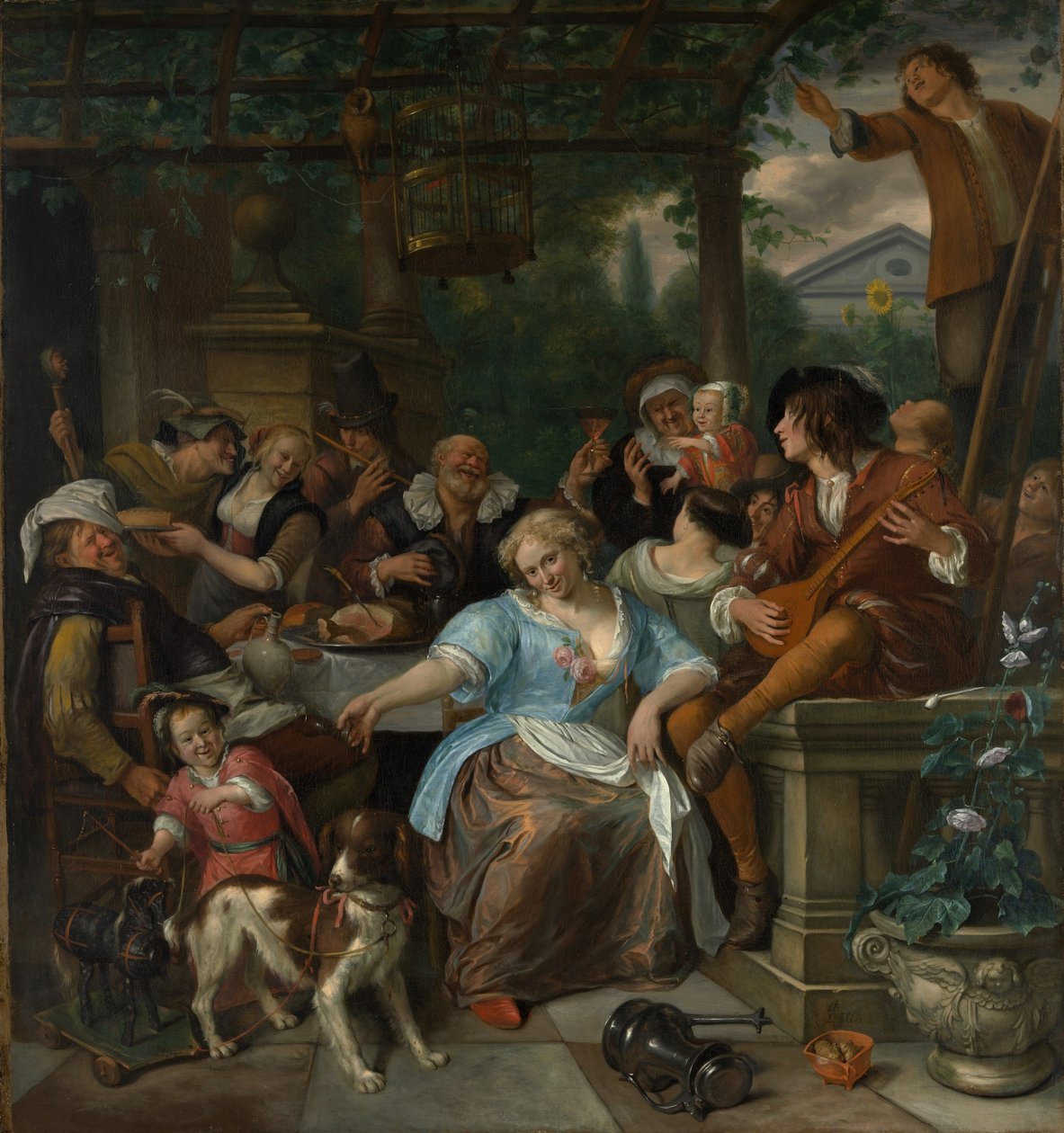 Vidám társaság a teraszon, 1673-5 alkotó: Jan Havickszoon Steen