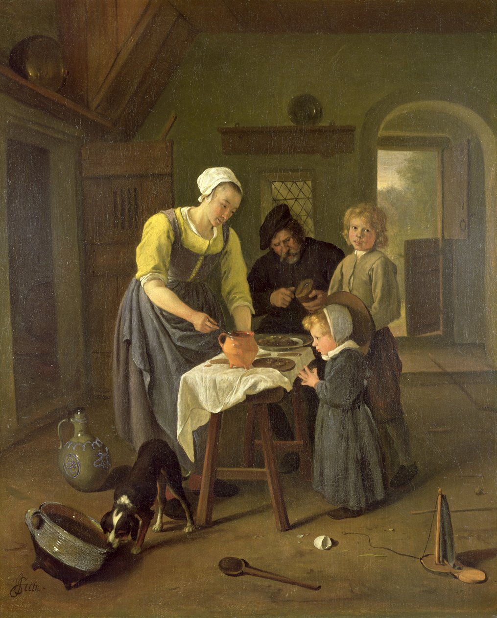 Parasztcsalád étkezés közben, 1665 körül alkotó: Jan Havickszoon Steen