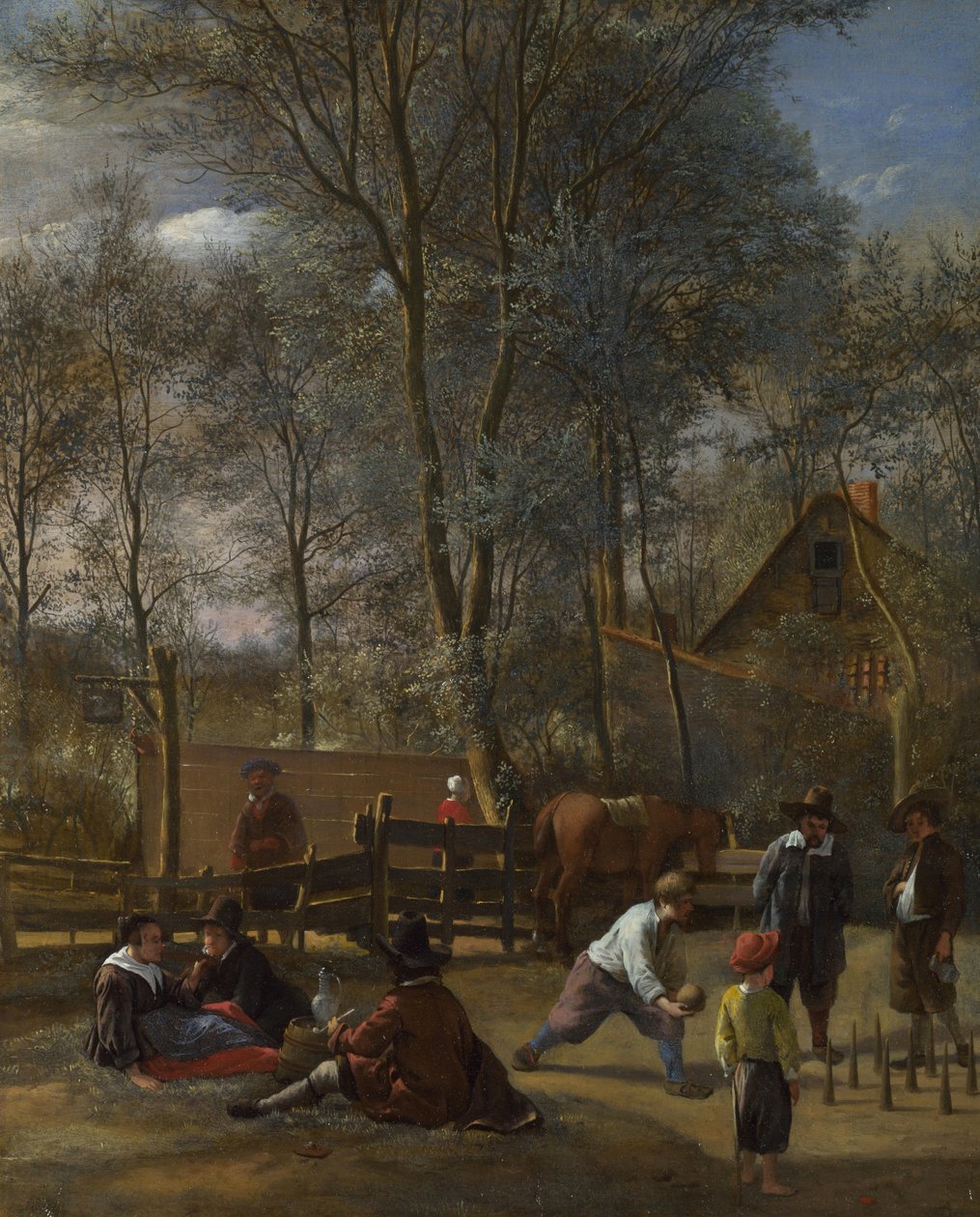 Skittle Players kívül egy fogadóban, 1663 körül alkotó: Jan Havickszoon Steen