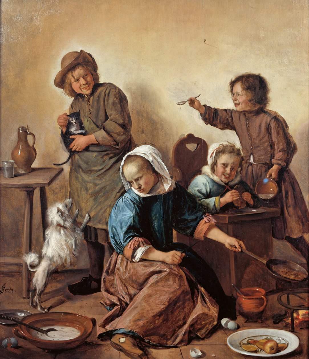The Childrens Meal, 1665 körül. alkotó: Jan Havickszoon Steen