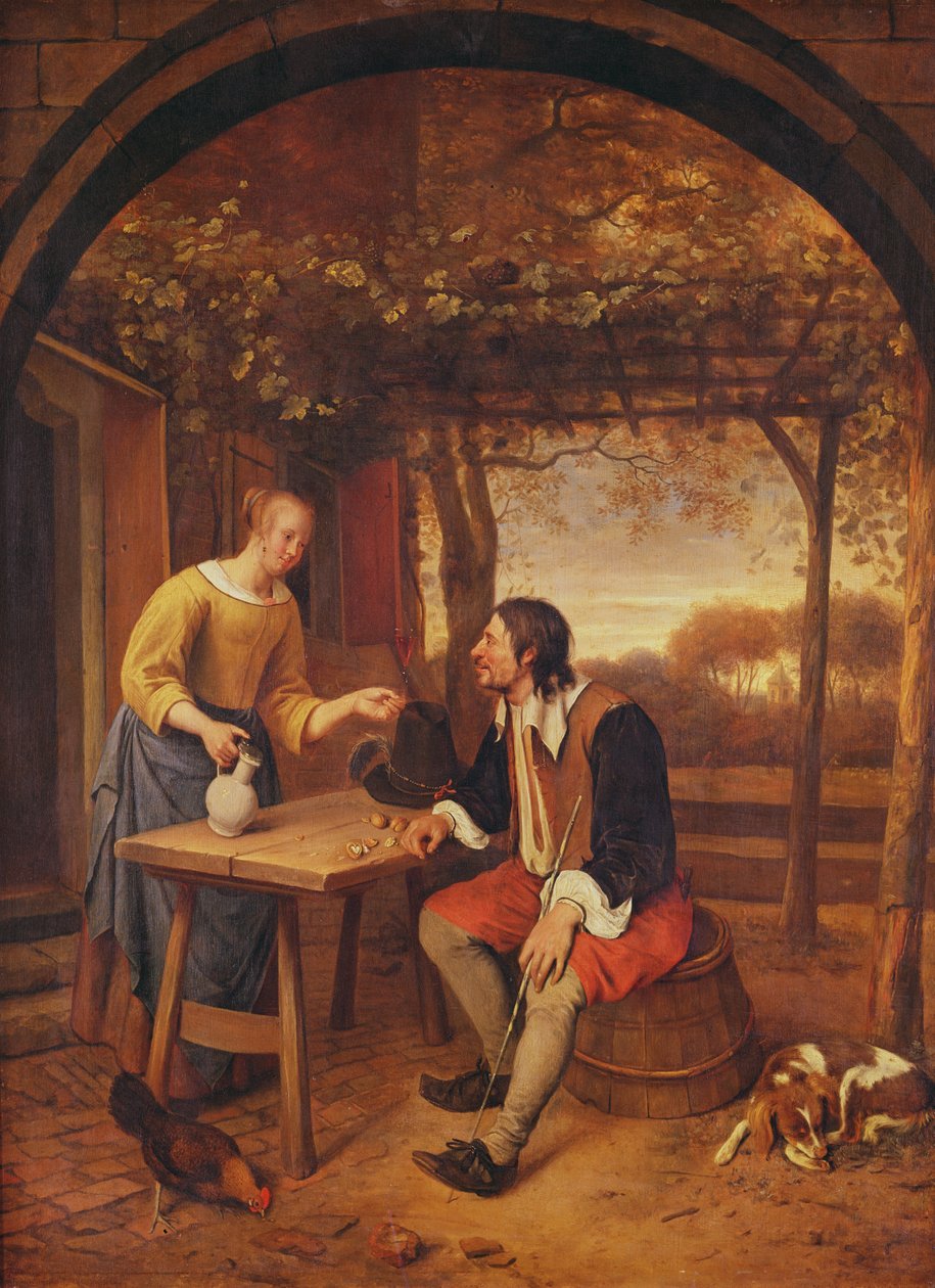 Az utazó pihenője (olaj) alkotó: Jan Havickszoon Steen