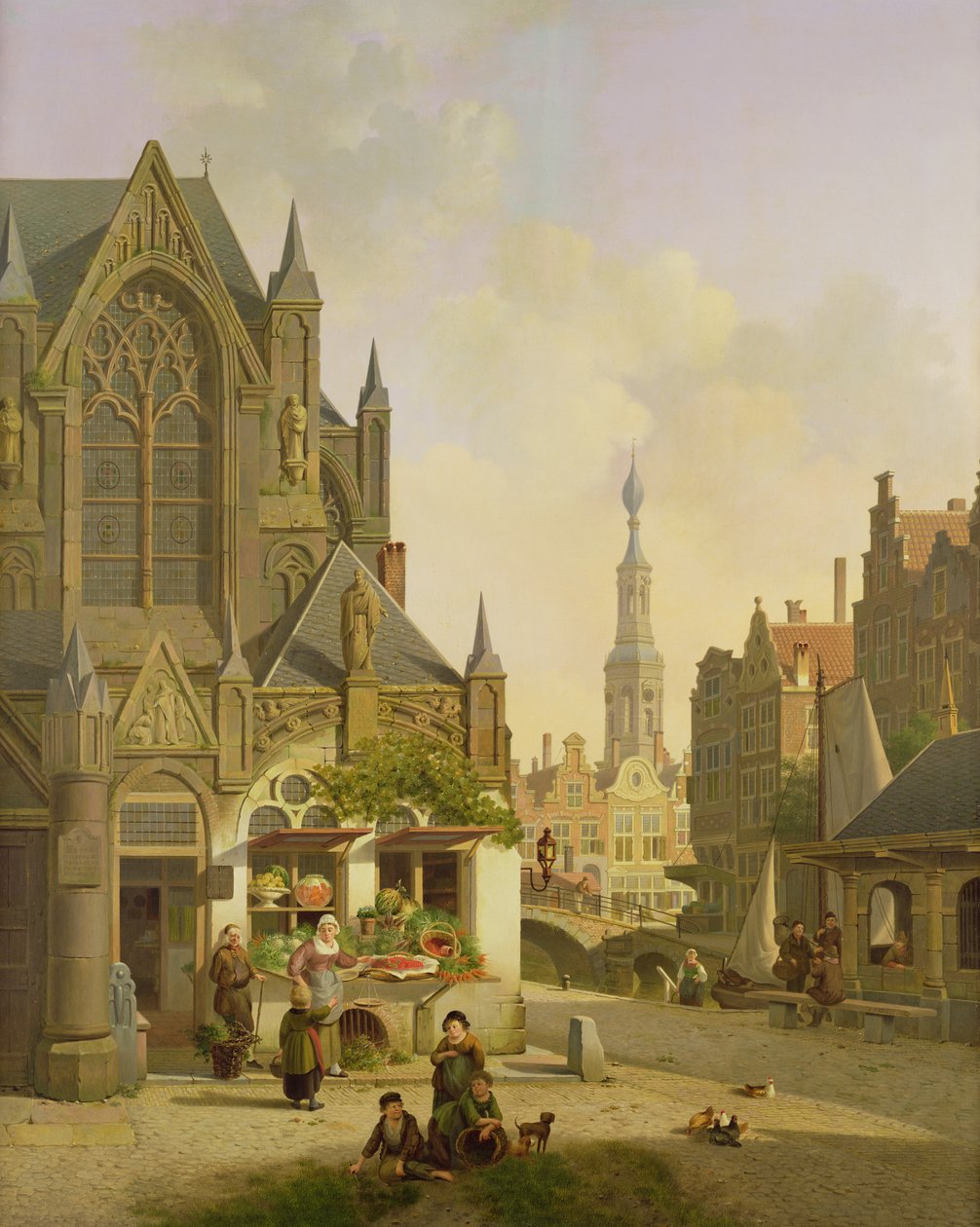 Zöldségbódé egy holland városban alkotó: Jan Hendrik Verheyen